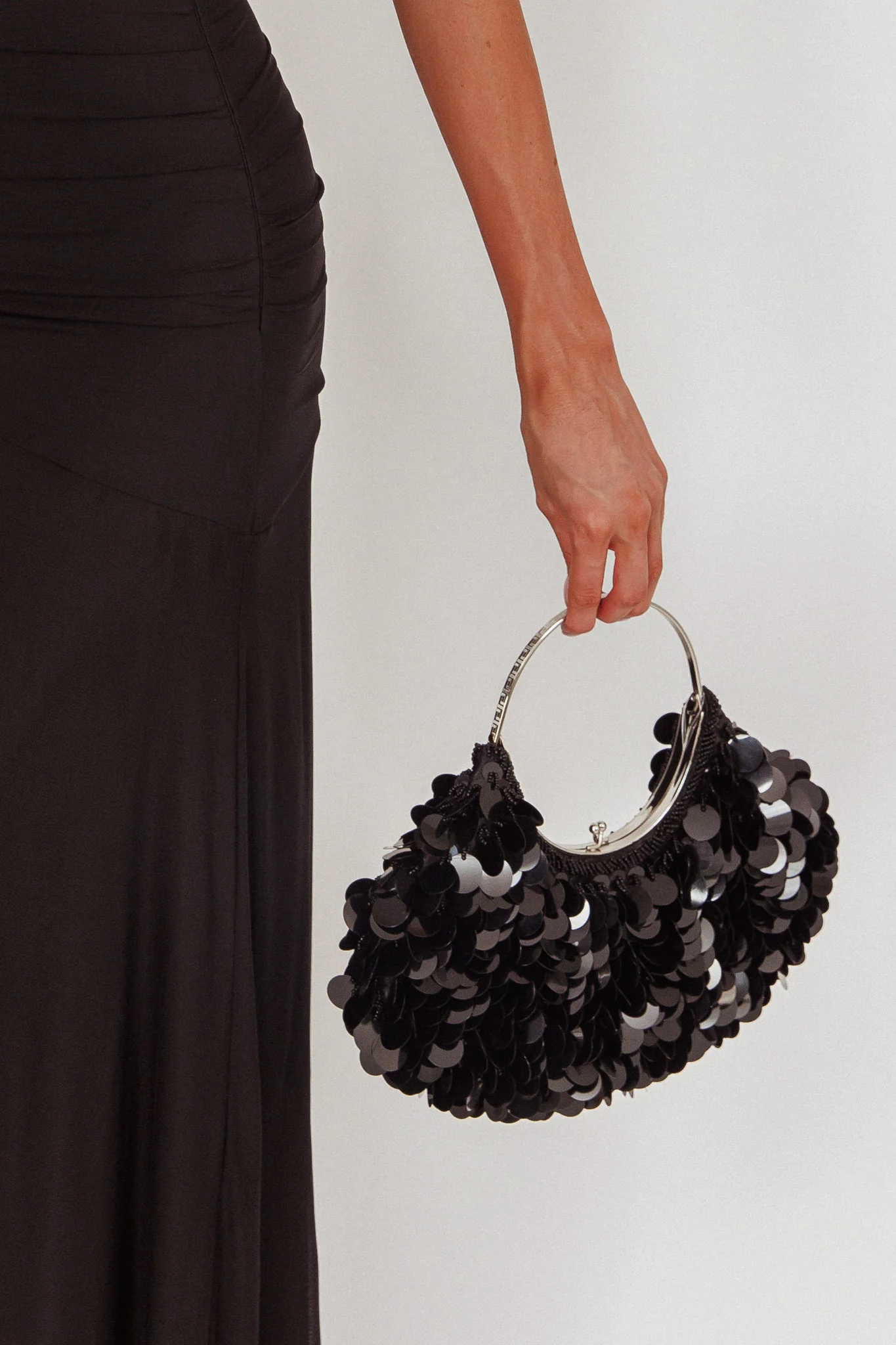 Drama Kisslock Moon Purse Sequin Black - Sonourner