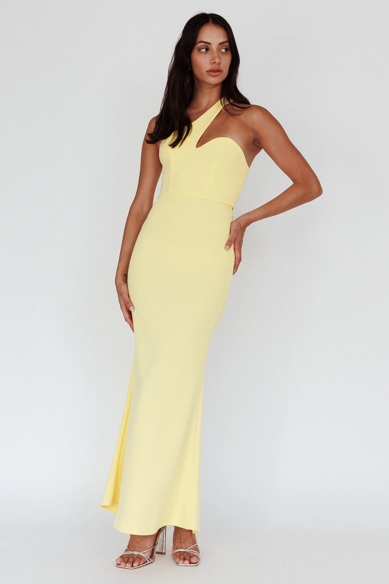 Shooting Stars One-Shoulder Maxi Dress Yellow - Sonourner
