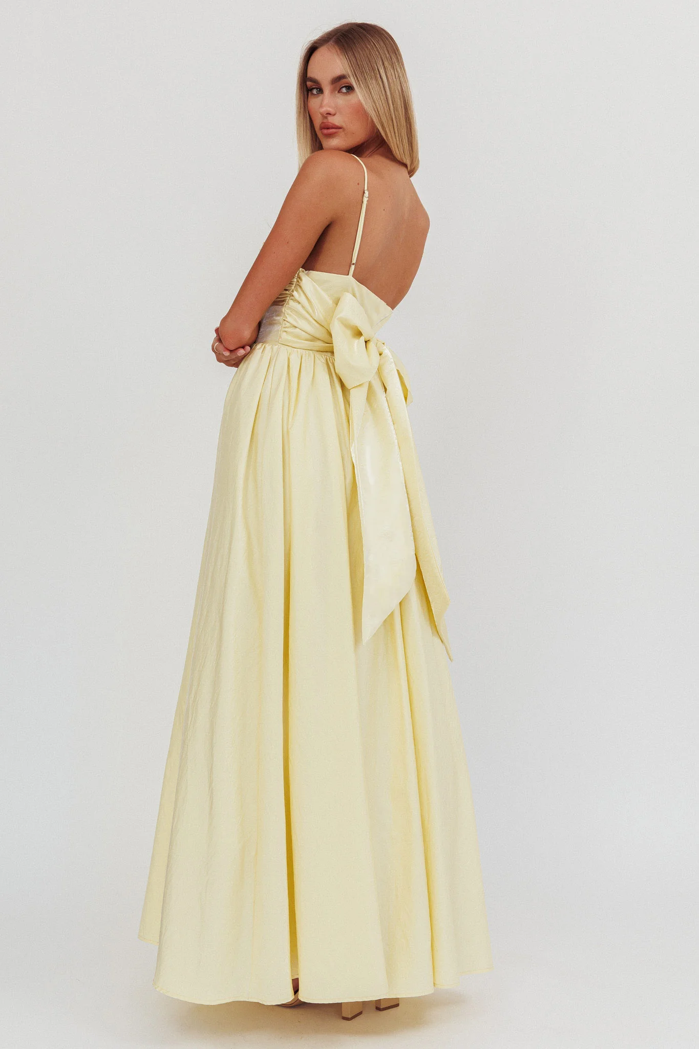 Love Songs Back Bow Maxi Dress Butter - Sonourner