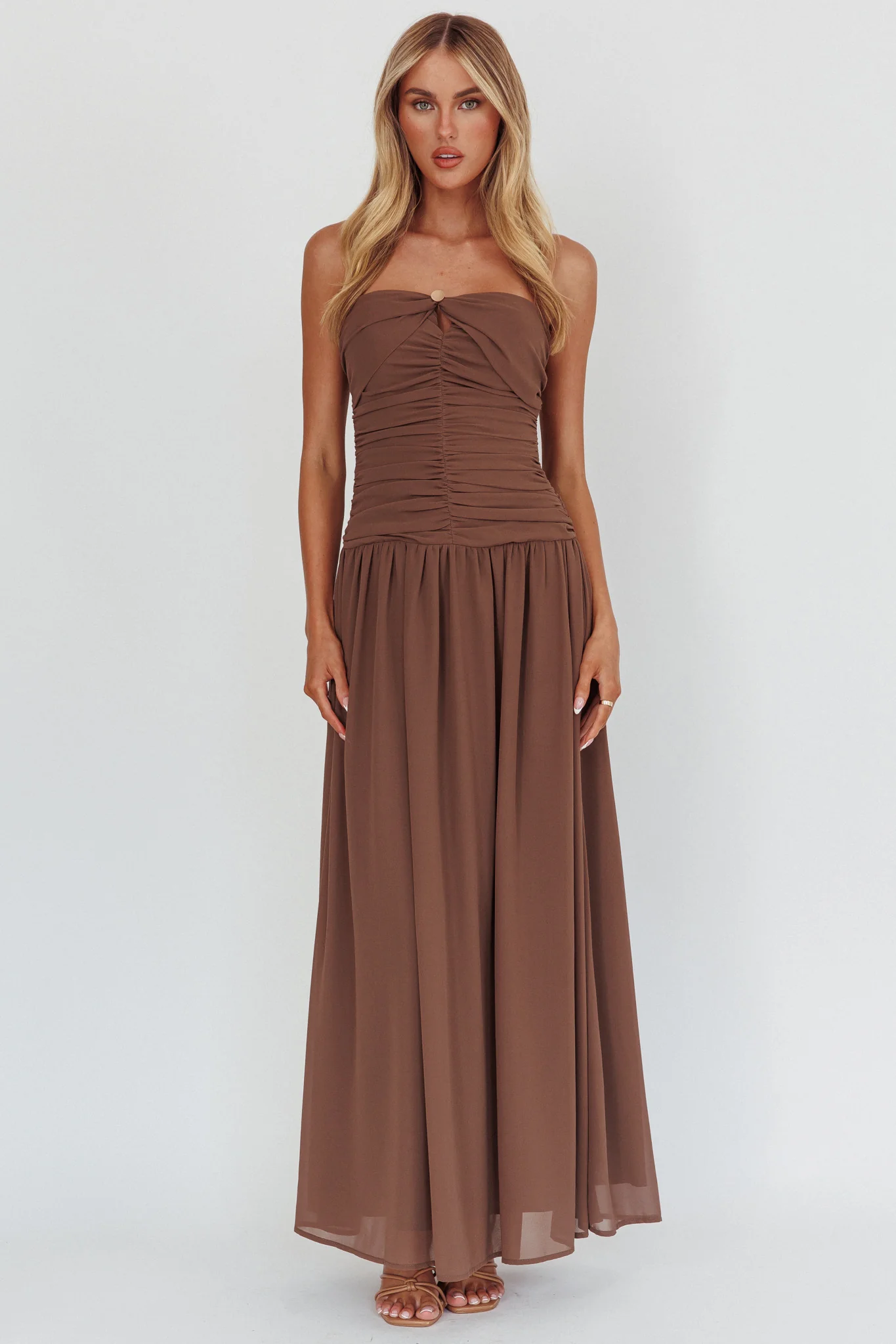 High Streets Strapless Maxi Dress Mocha - Sonourner