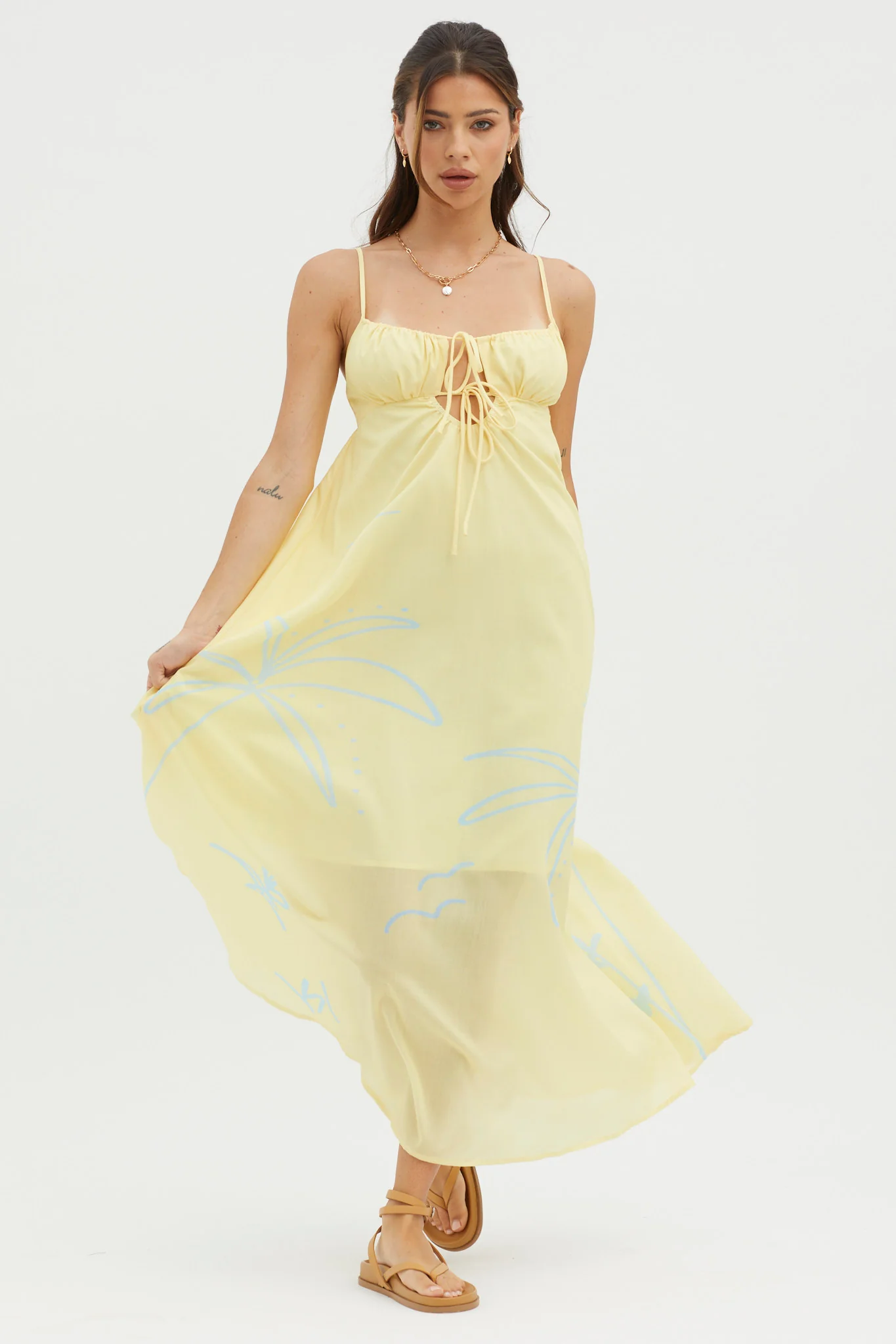 Yuki Tied Bust Midi Dress Yellow - Sonourner