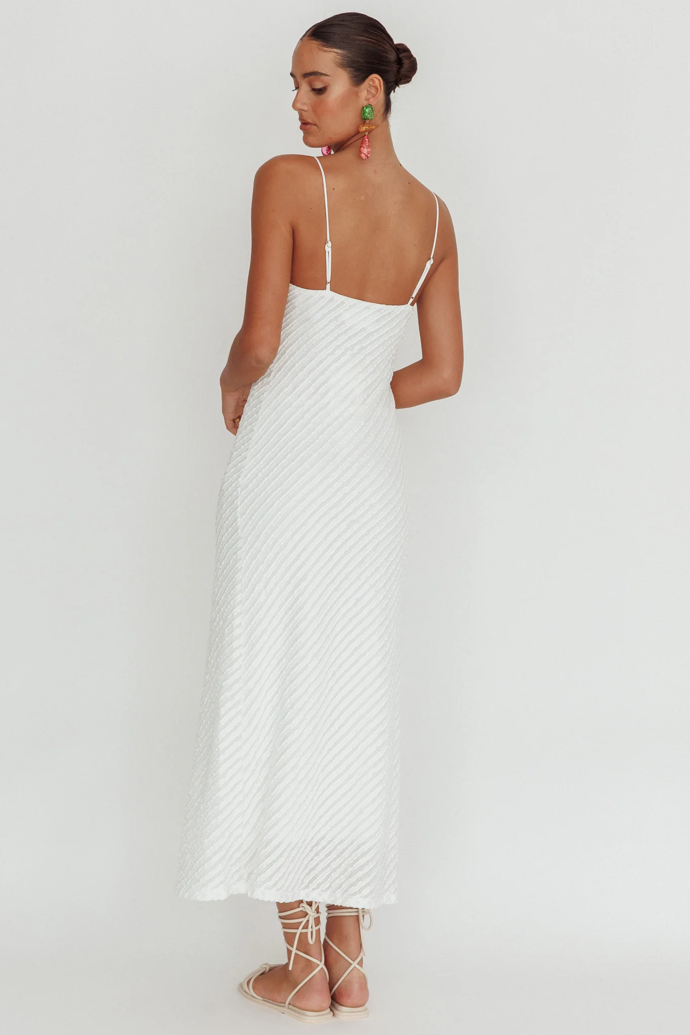 Stasi Textured Maxi Dress White - Sonourner