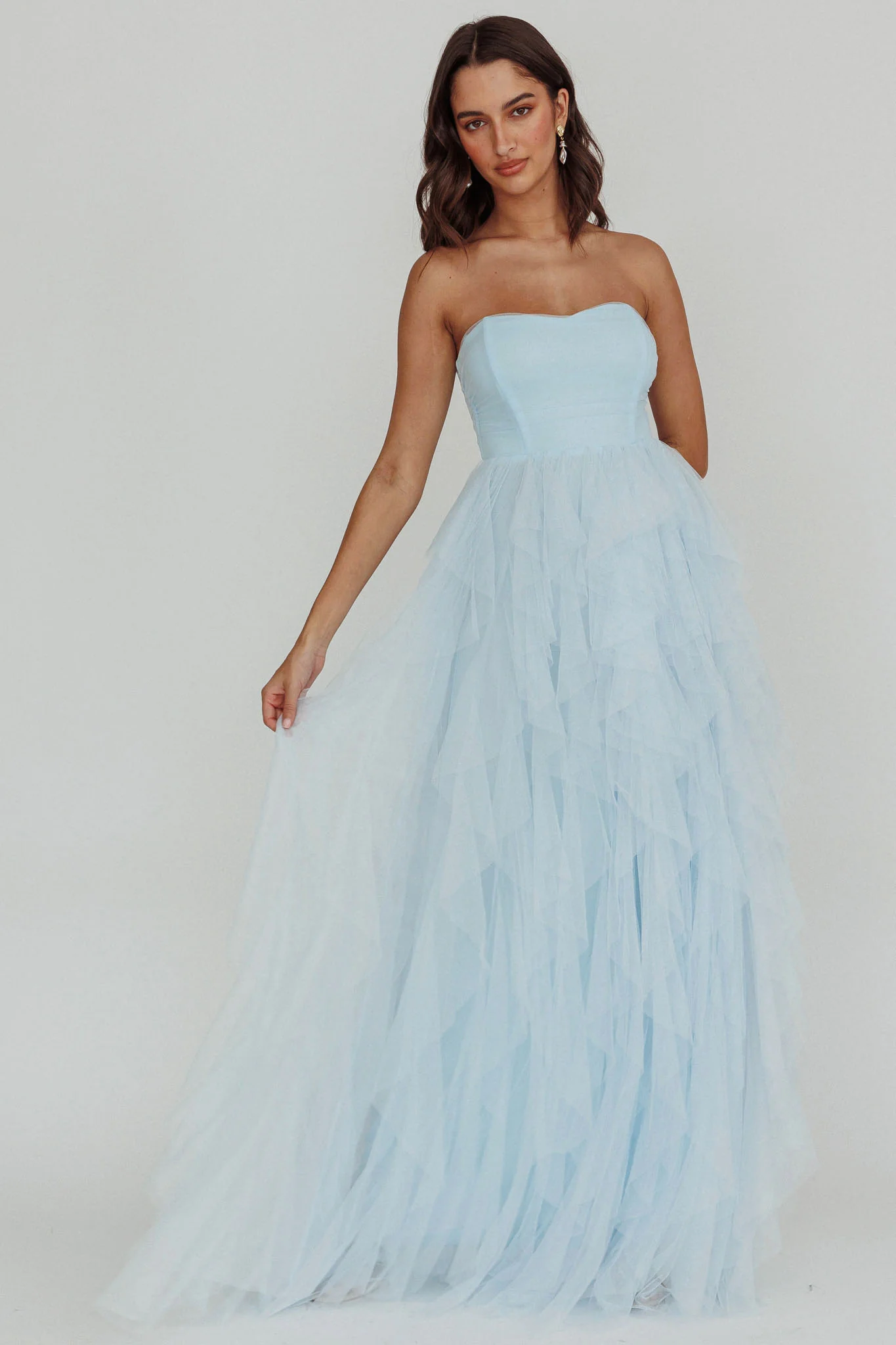 Rori Tulle Cascade Maxi Dress Blue - Sonourner