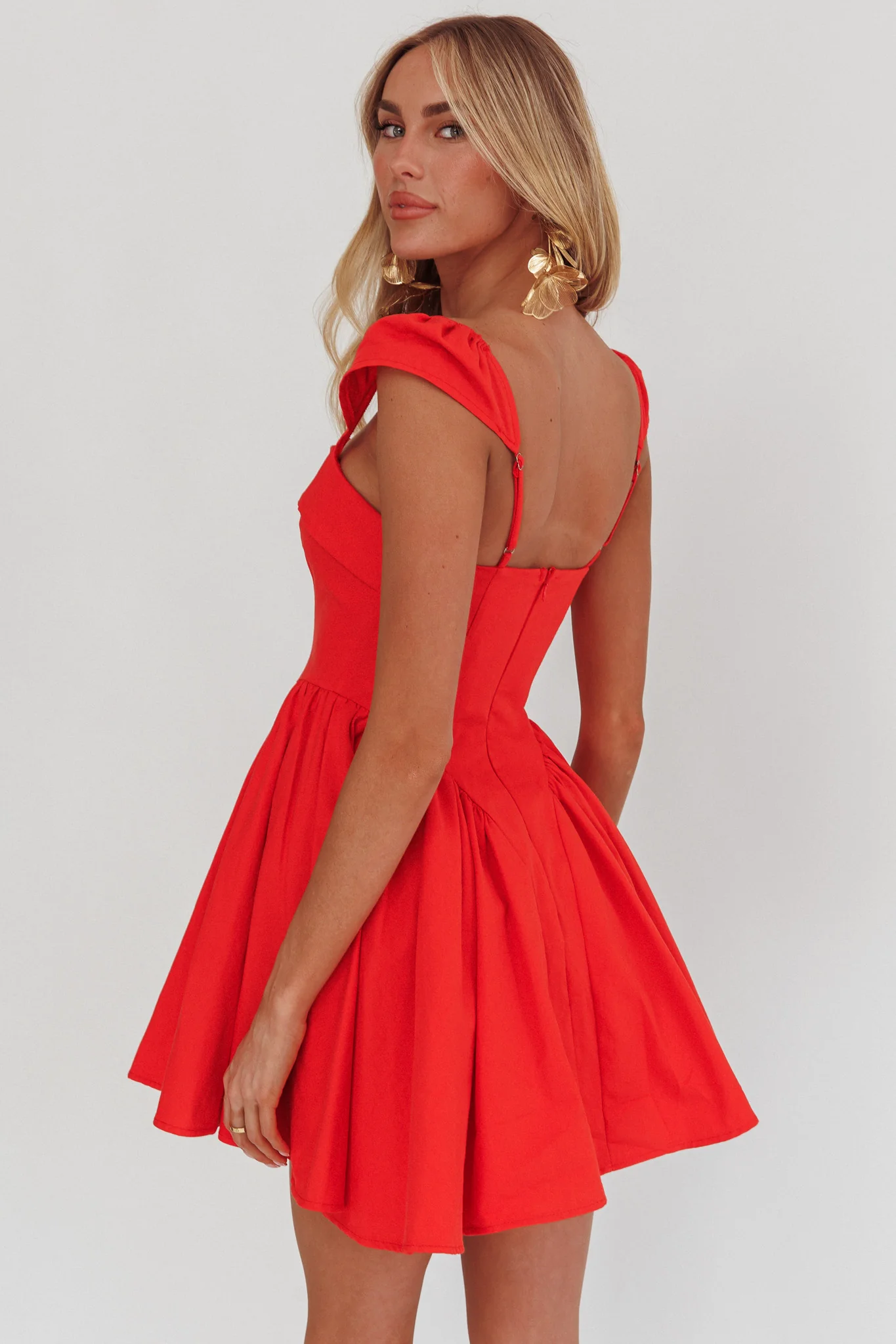 Morning Meadows Button Front Mini Dress Red - Sonourner