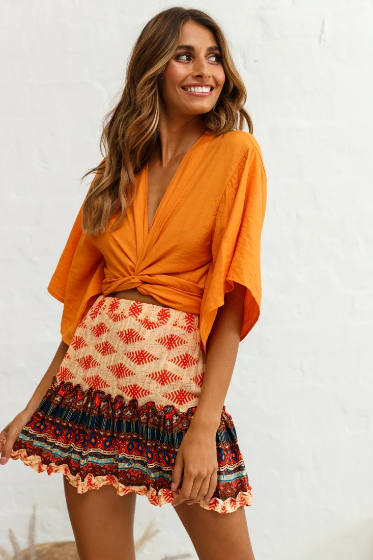 Alexi Mini Skirt Aztec Print Red - Sonourner