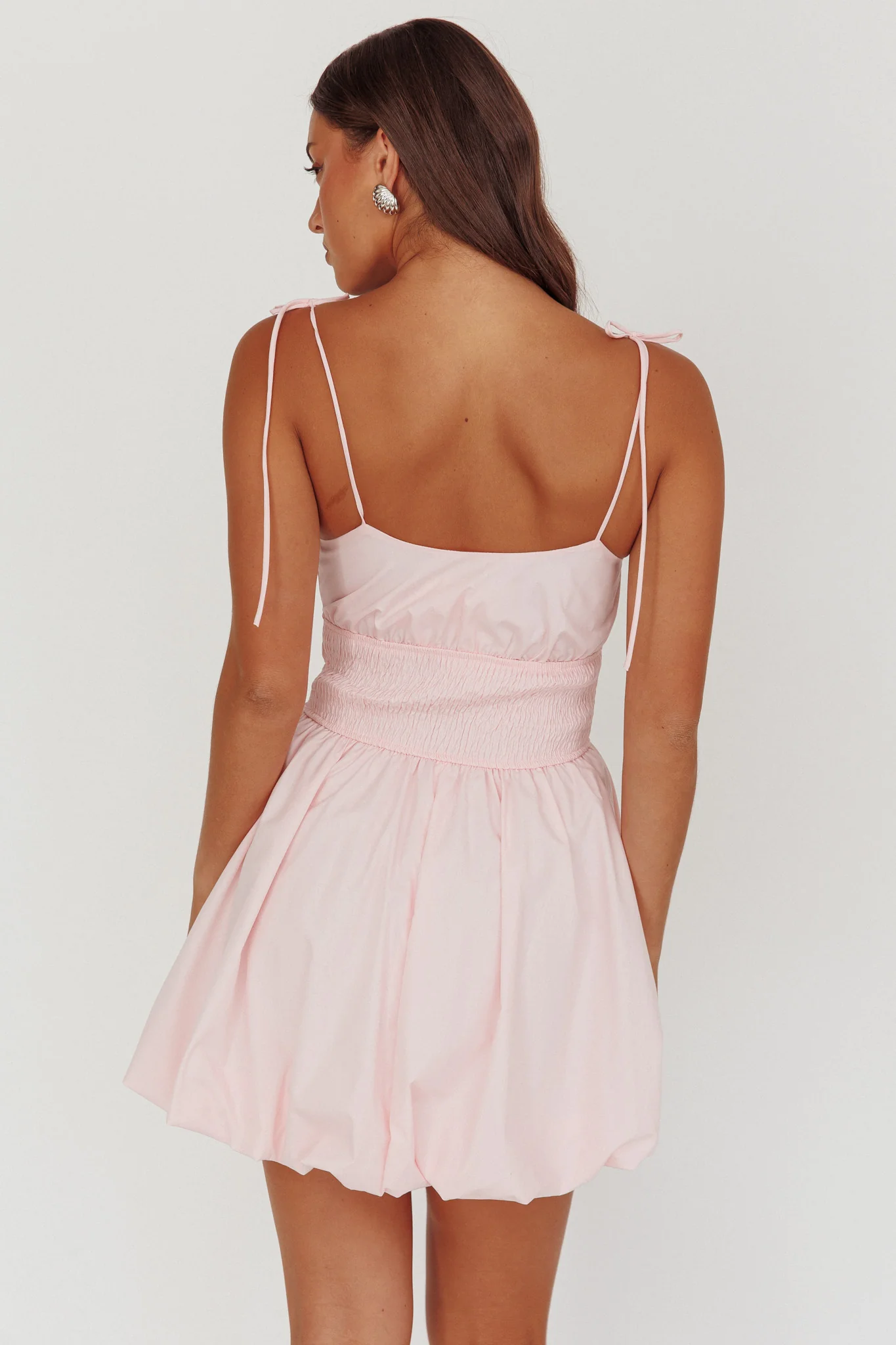 Like Art Tied Shoulder Bubble Mini Dress Pink - Sonourner