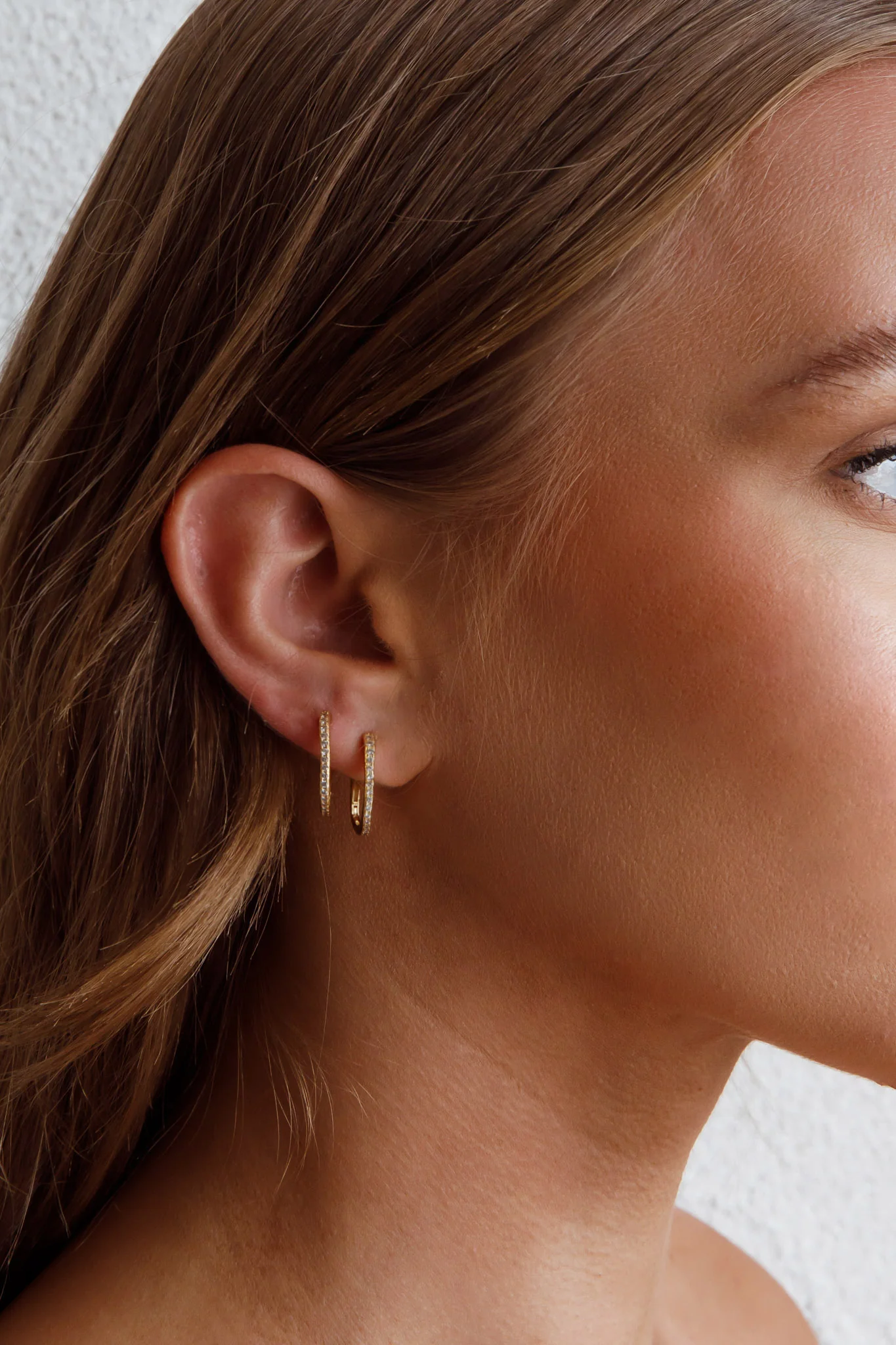 Ark Diamante Hoop Earrings Gold - Sonourner