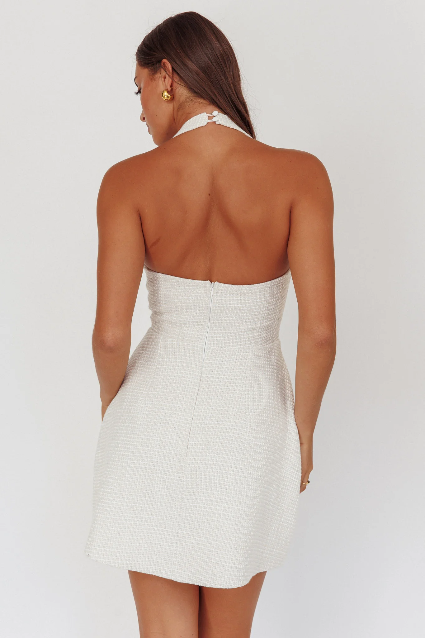 Hendrix Halterneck A-Line Mini Dress Cream - Sonourner