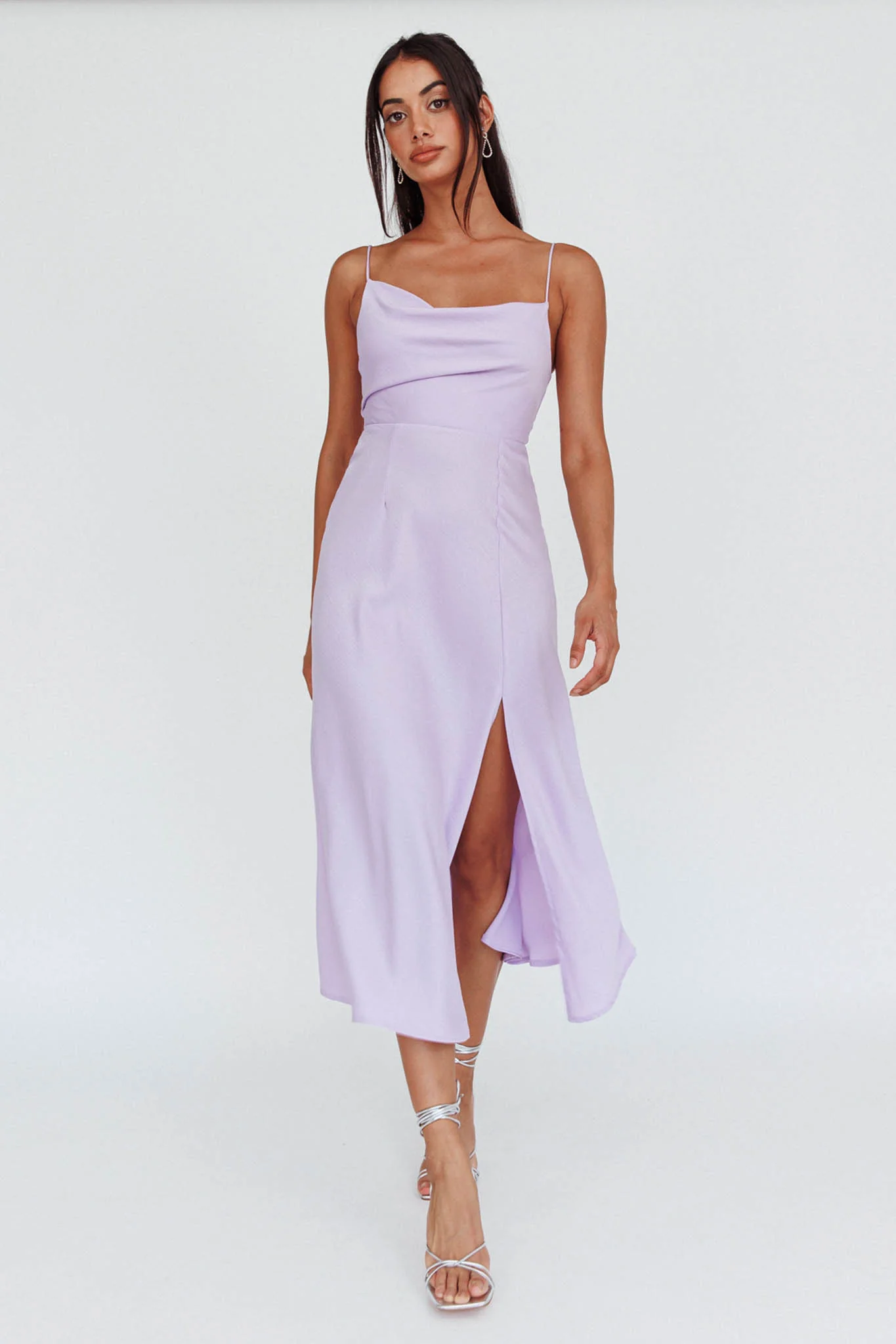 Suki Front Split Midi Dress Lilac - Sonourner