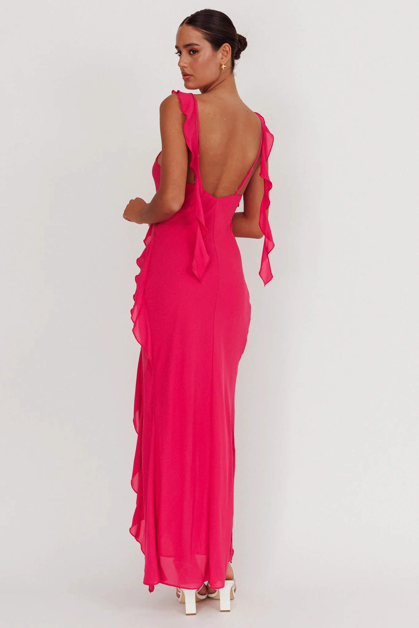 Joyride Ruffle Maxi Dress Magenta - Sonourner