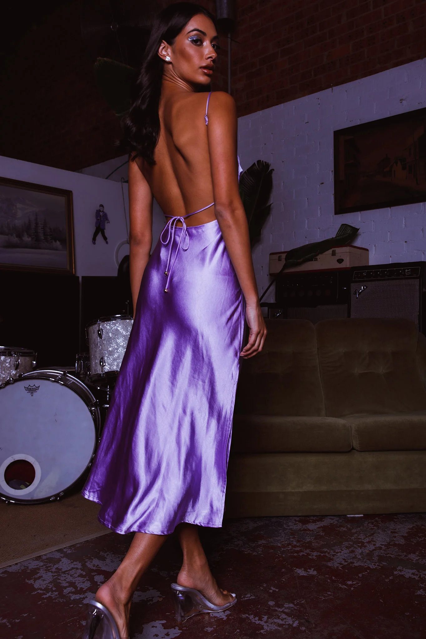 Dolce Life Low Back Midi Dress Lilac - Sonourner