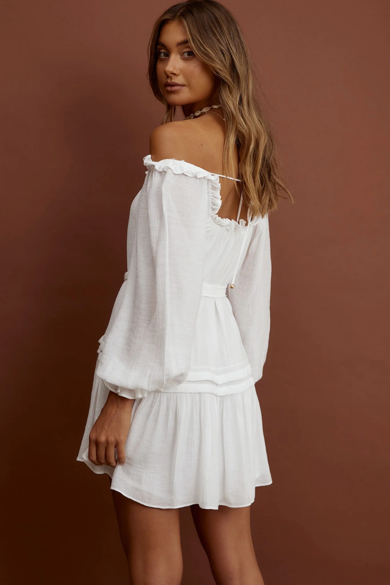 Sycamore Off- Shoulder Pintuck Dress White - Sonourner