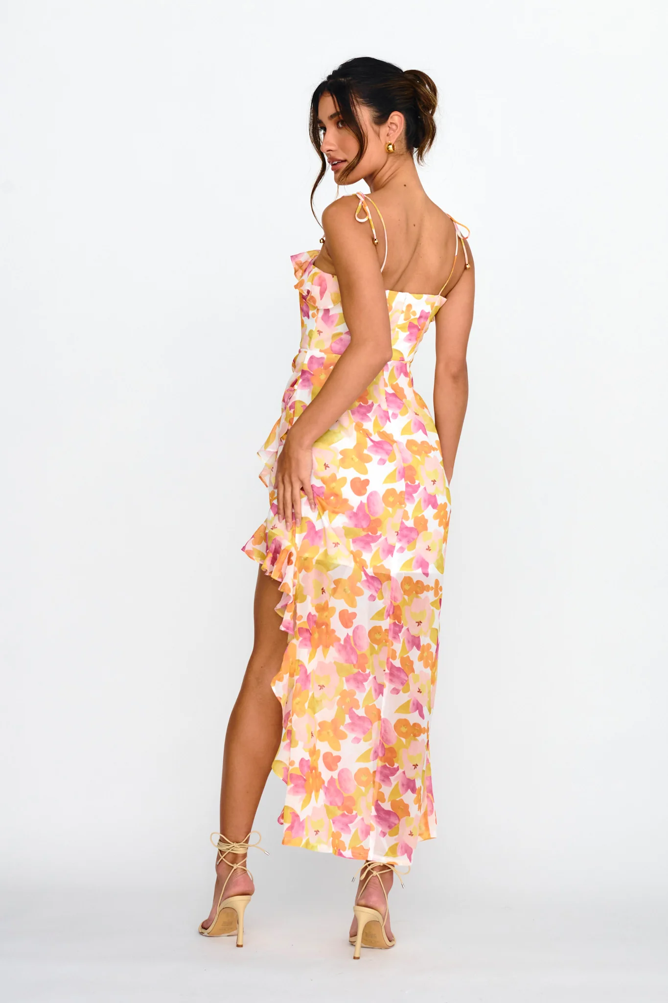 Portofino Cut-Out Split Midi Dress Floral Red - Sonourner