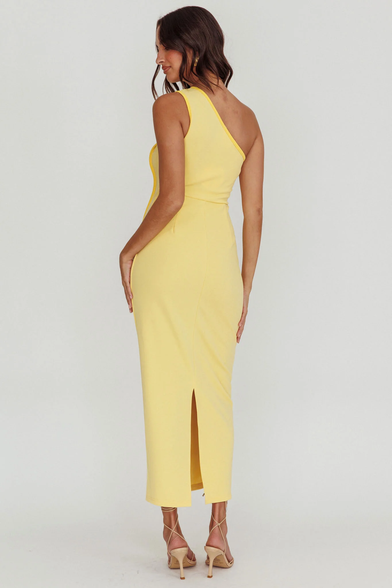 Ivanka One Shoulder Piping Dress Yellow - Sonourner