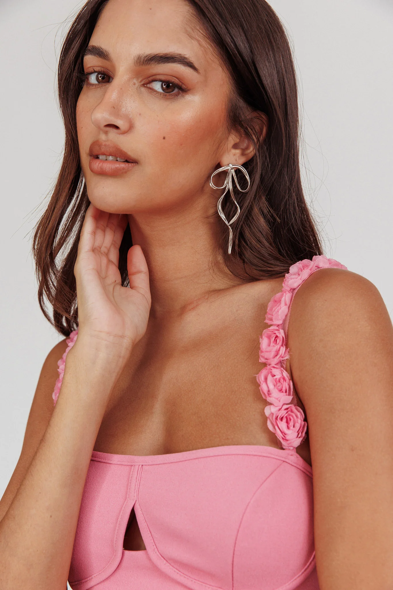 Marteen Rosette Strap Midi Dress Pink - Sonourner
