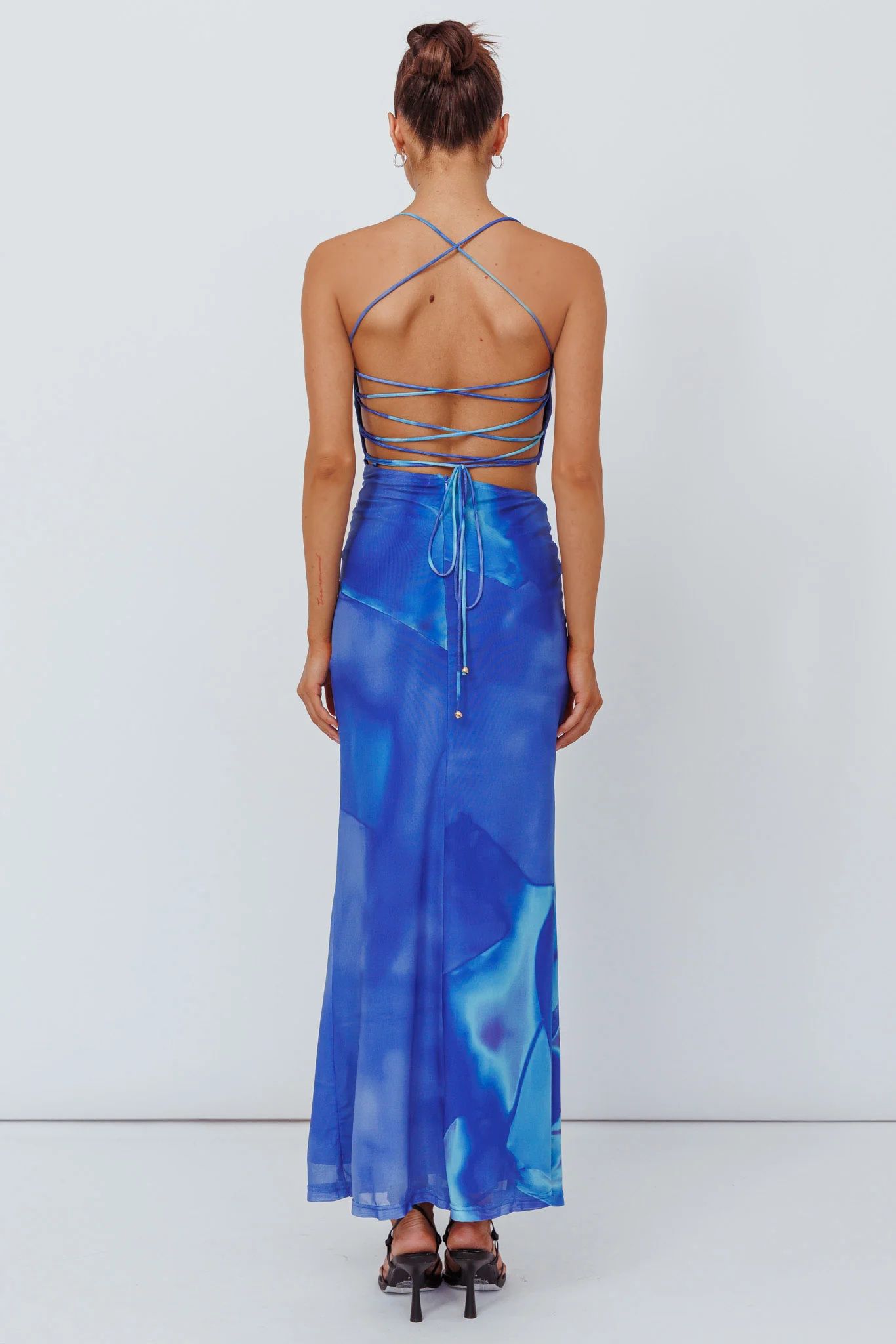 Alejandre Cut-Out Tied Maxi Dress Print Blue - Sonourner