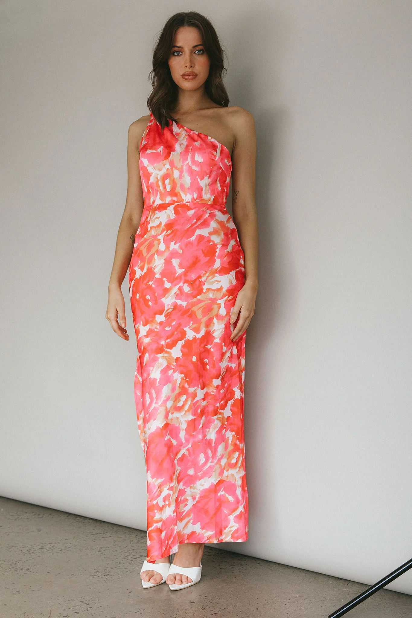 Portland One-Shoulder Maxi Dress Floral Pink - Sonourner
