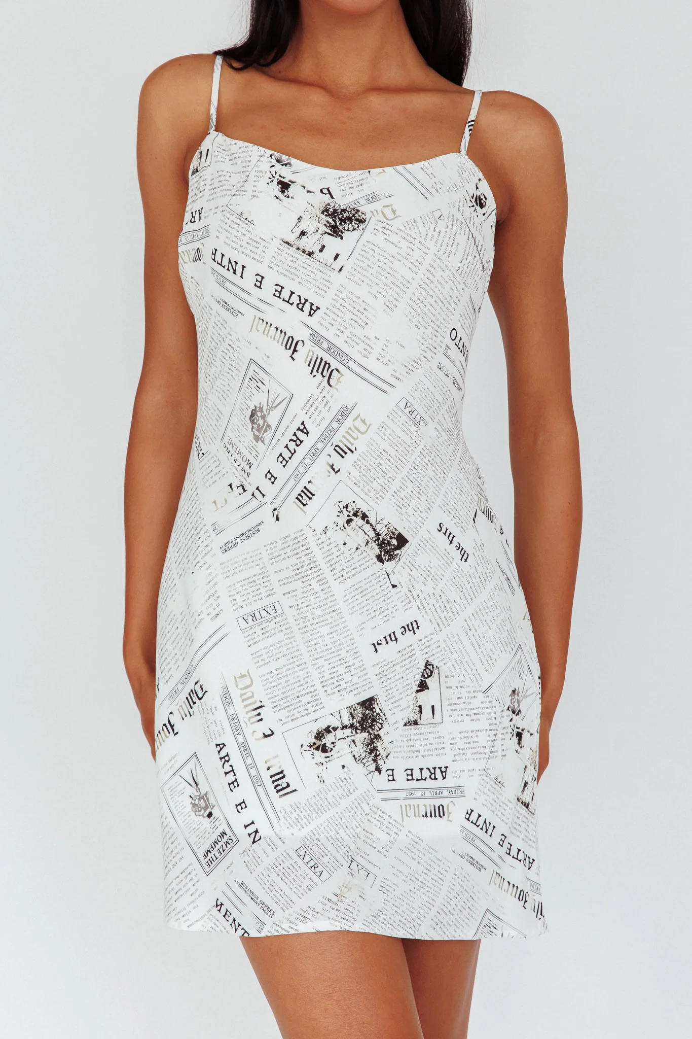 Manifest It Cami Strap Mini Dress Print Off White - Sonourner