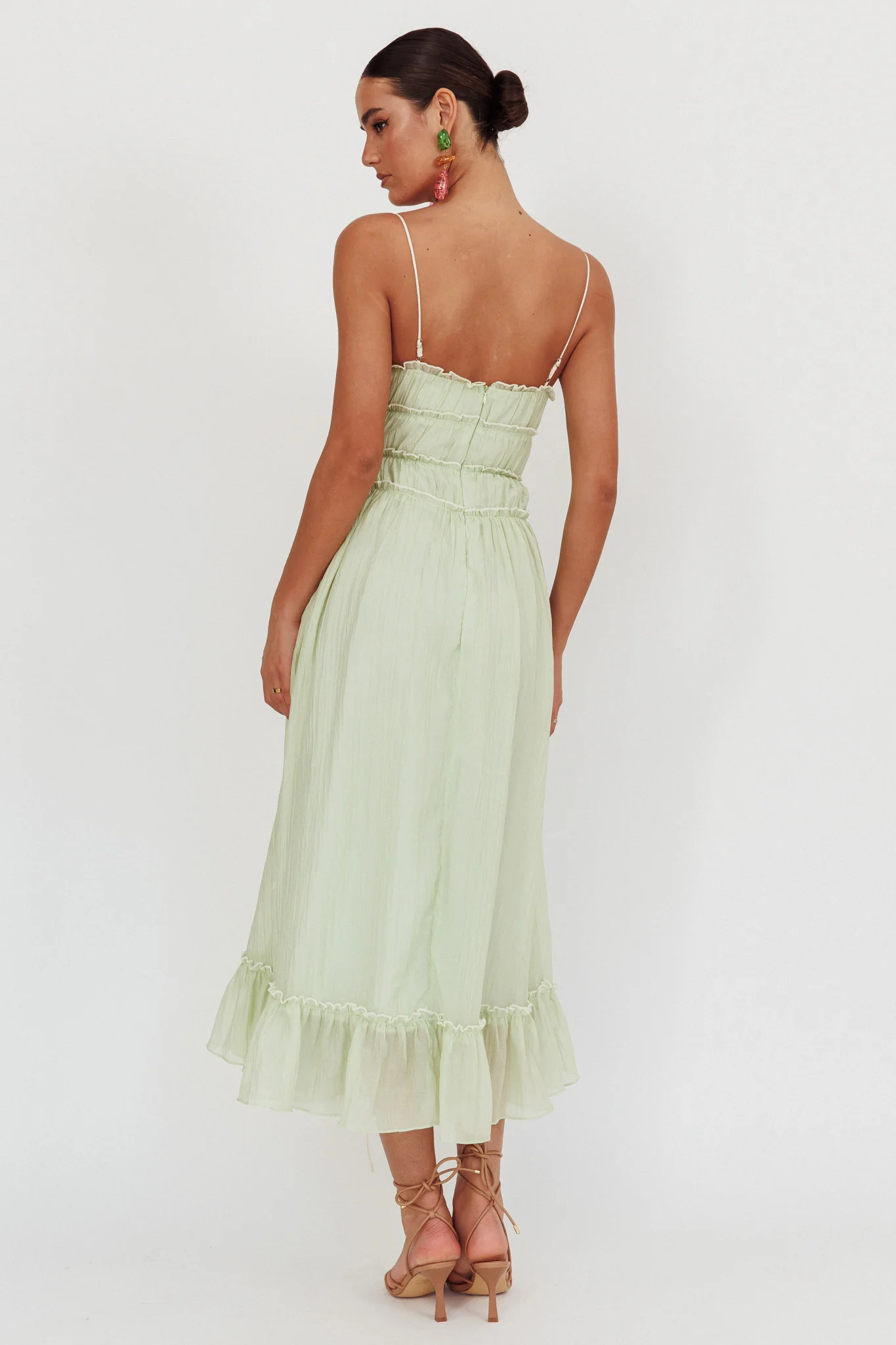 Maidens Tie Accent Maxi Dress Sage - Sonourner