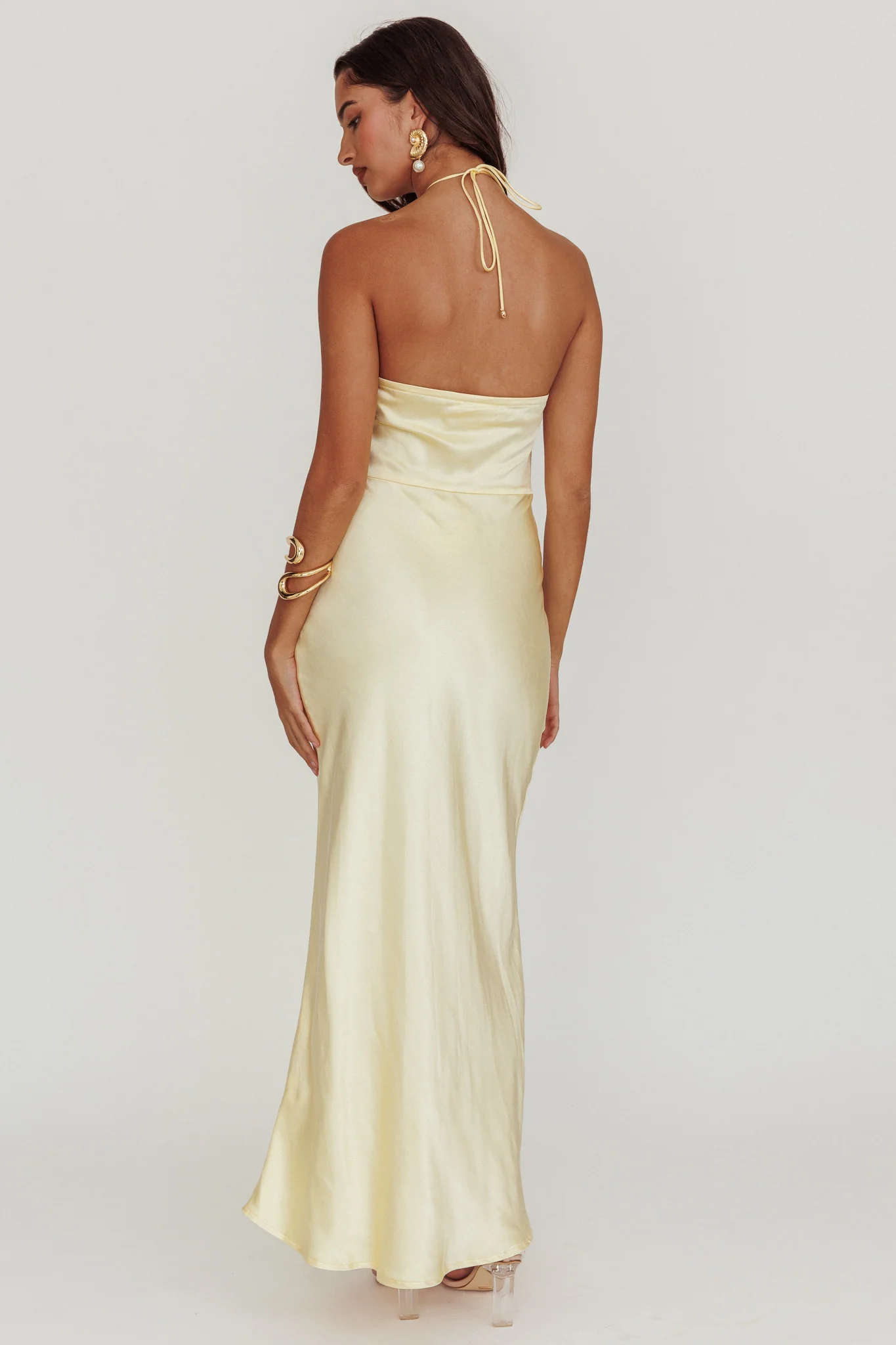 High Roller Flower Decoration Halter Dress Butter - Sonourner