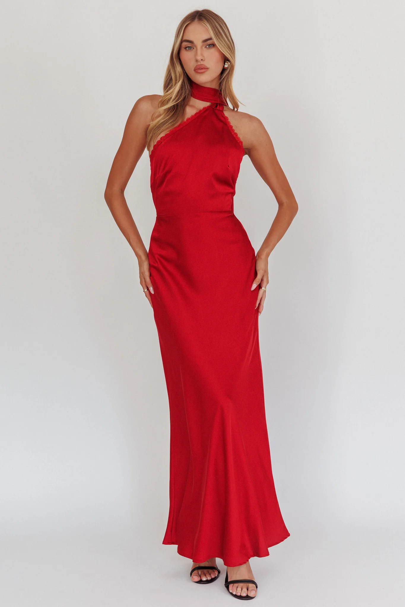 Adora One-Shoulder Maxi Dress Red - Sonourner