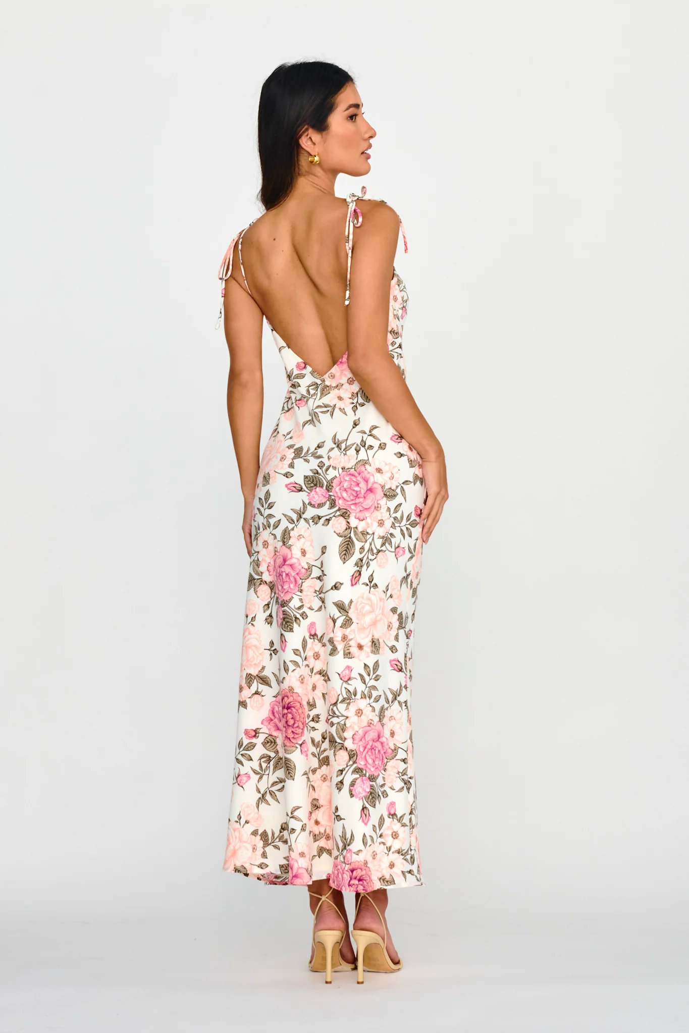 Florenze Tied Shoulder Dress Floral Pink - Sonourner