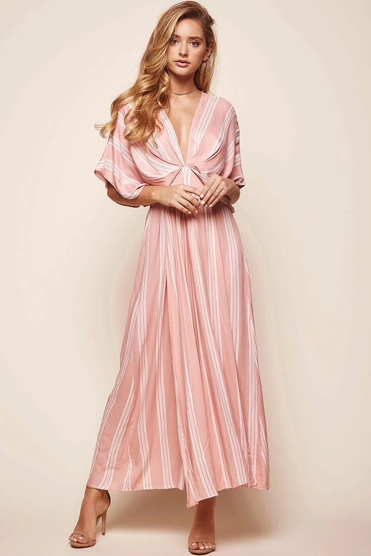 Libby Maxi Dress Peach Stripe - Sonourner