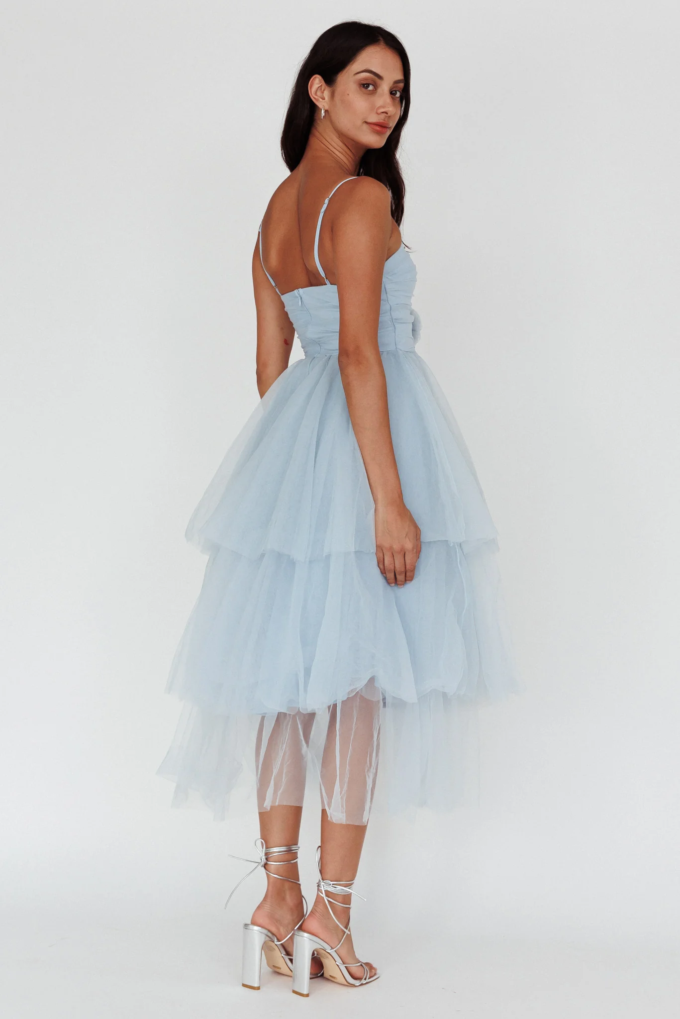 Seraphina Rose Bodice Tulle Midi Dress Baby Blue - Sonourner