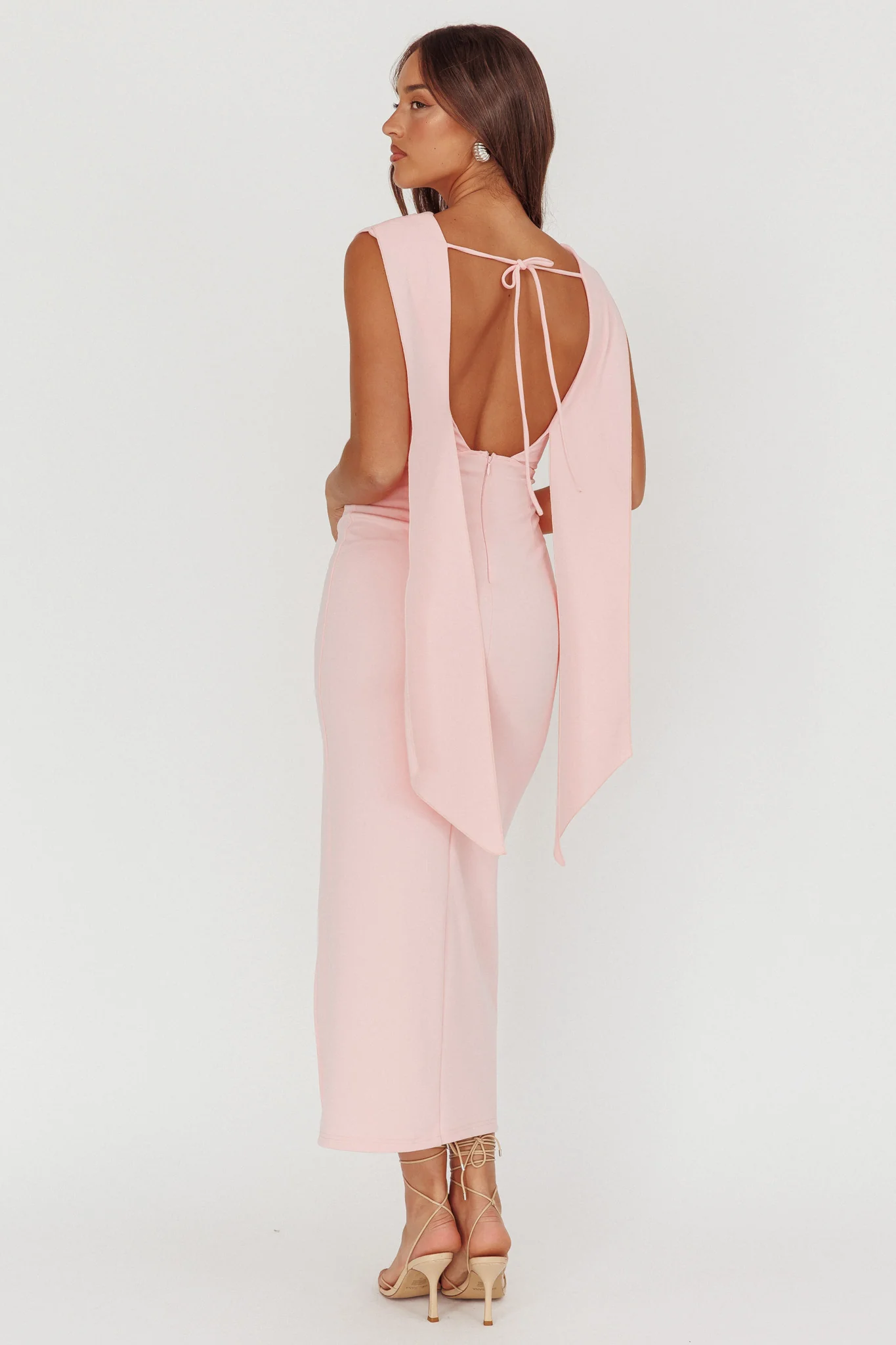 Looks Of Love Shoulder Sash Maxi Dress Pink - Sonourner