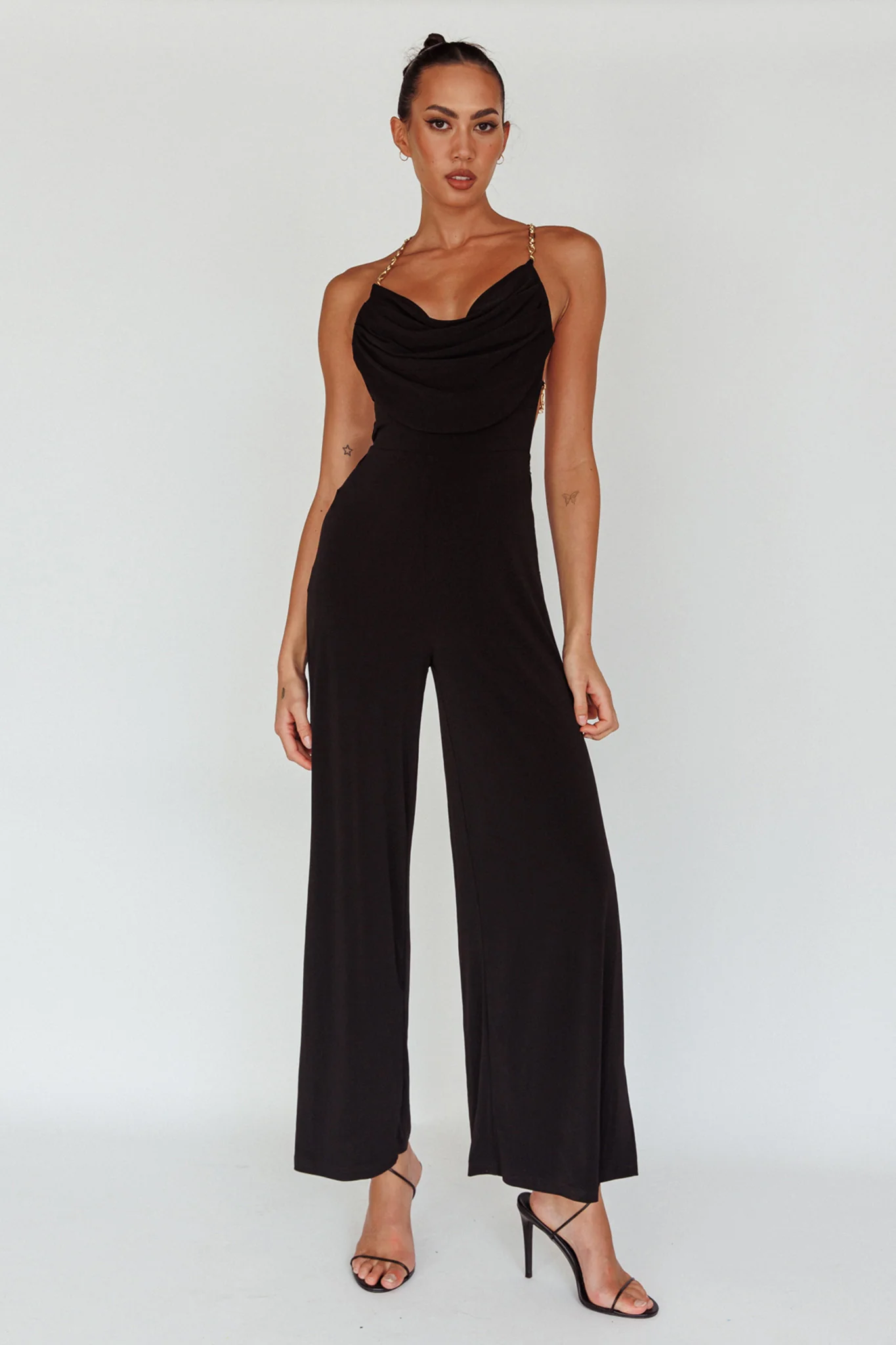 Emanuella Chain Strap Jumpsuit Black - Sonourner