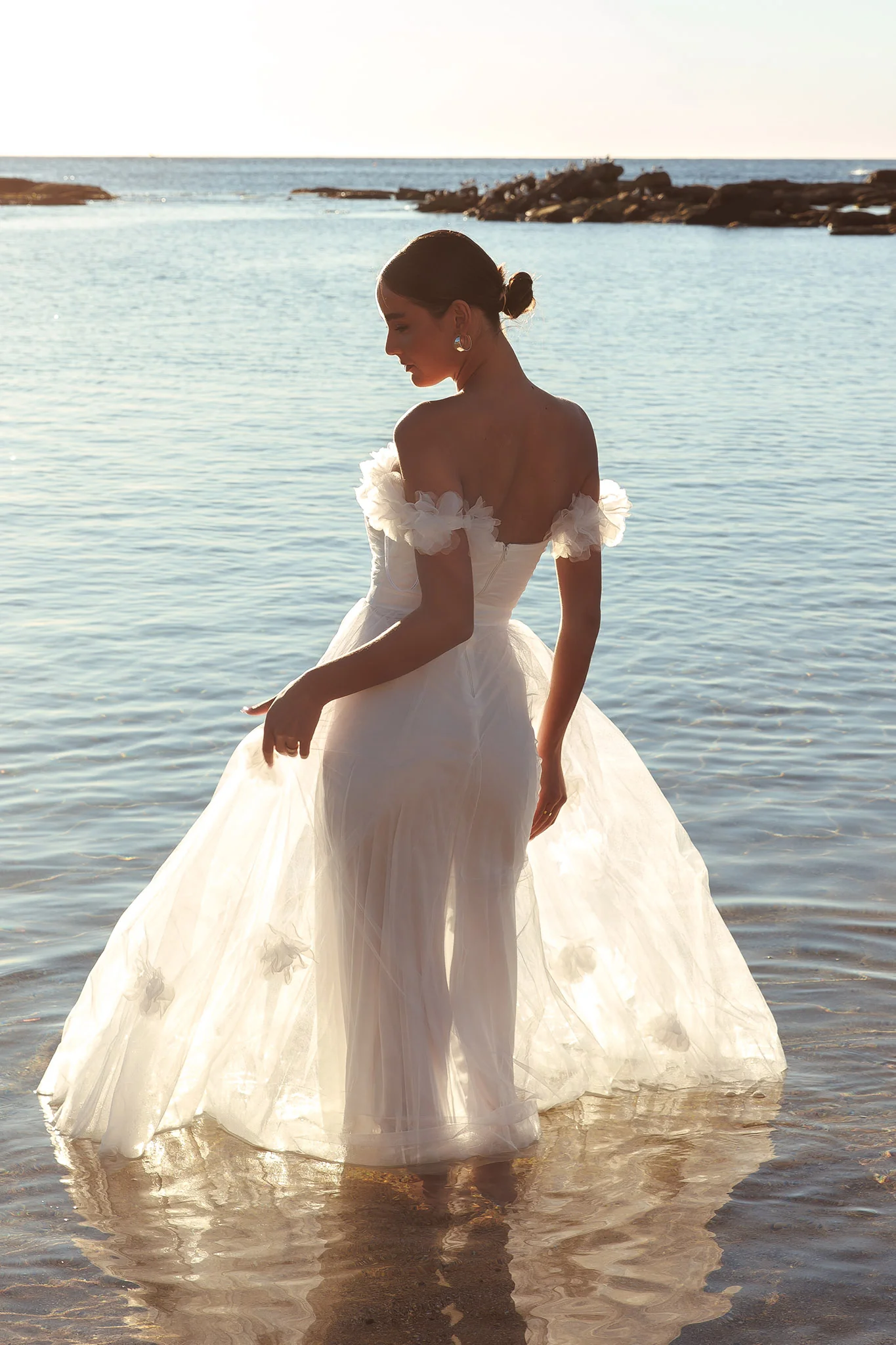 Good Things Tulle Rosette Maxi Dress Ivory - Sonourner