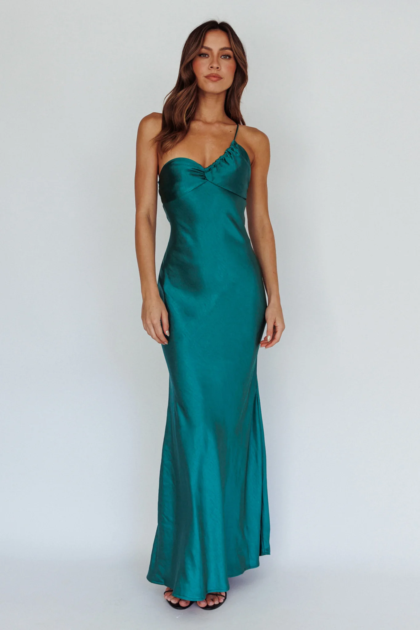 Twilight Tango One-Shoulder Maxi Dress Forest Green - Sonourner