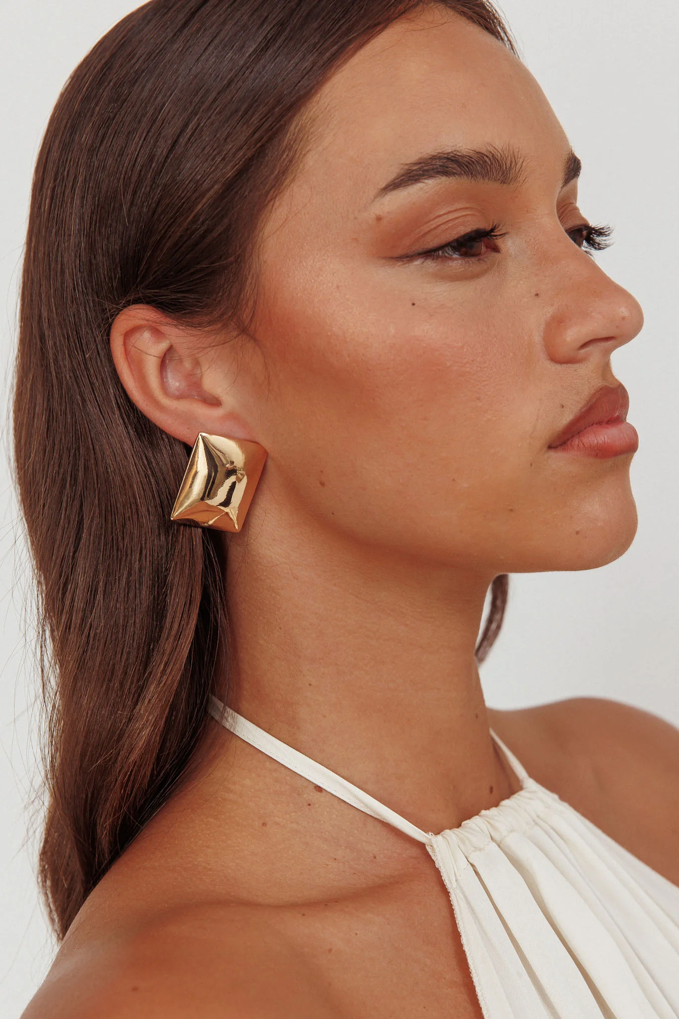 Hendrix Rectangle Cabochon Earrings Gold - Sonourner