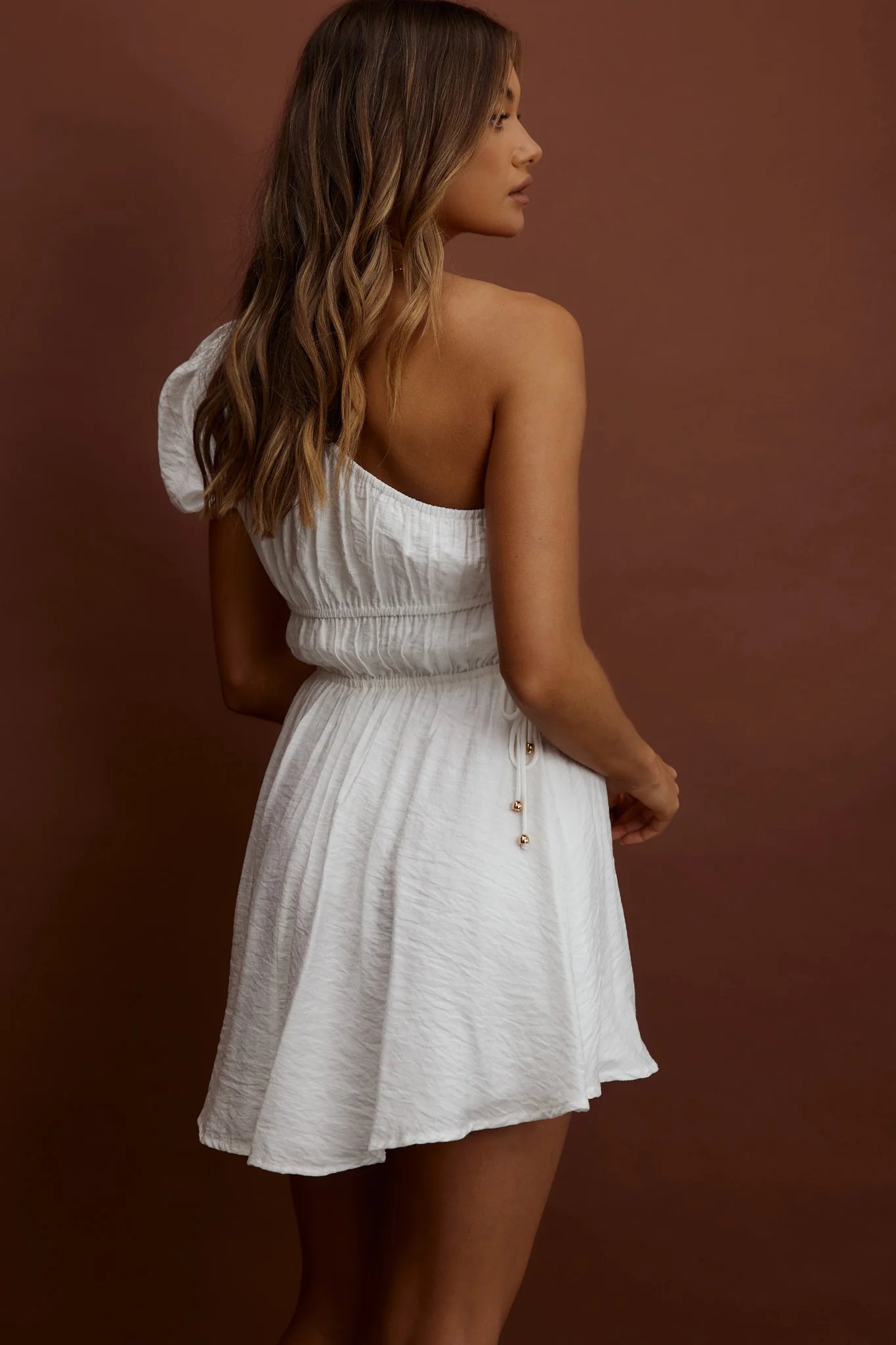 True Heart One-Shoulder A-Line Dress White - Sonourner