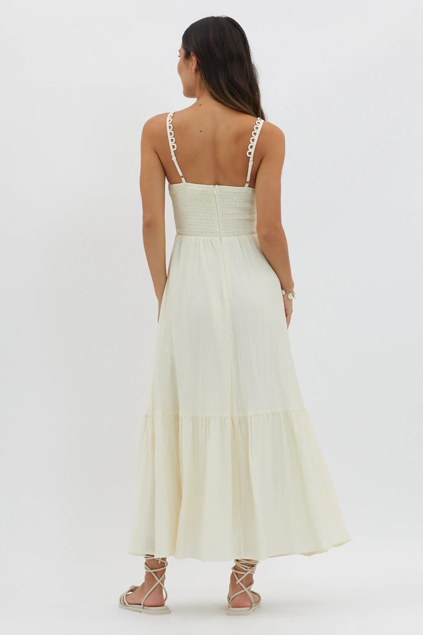 Golden Suns Scallop Trim Midi Dress Butter - Sonourner