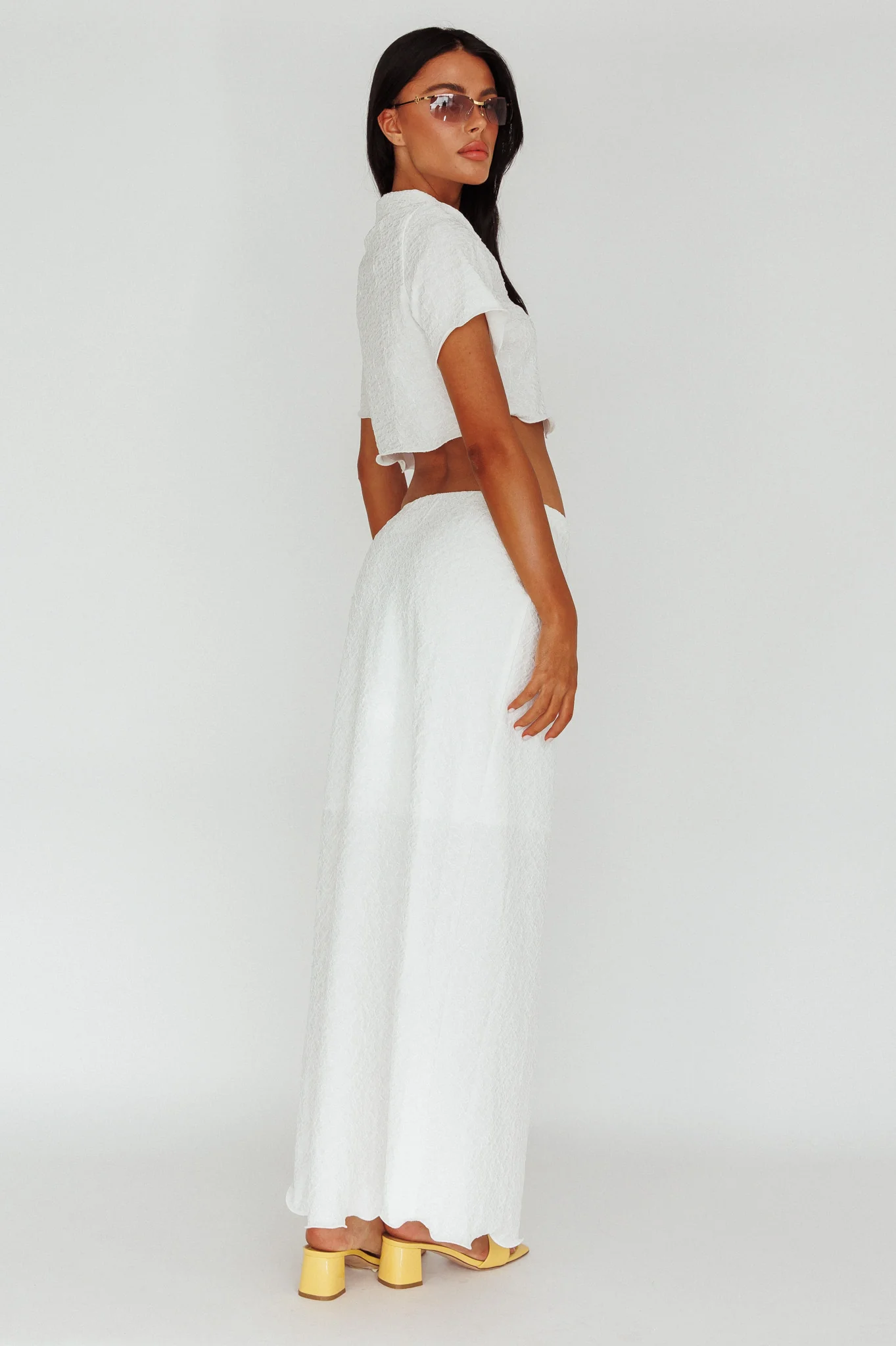 Roman Midi Skirt Textured White - Sonourner