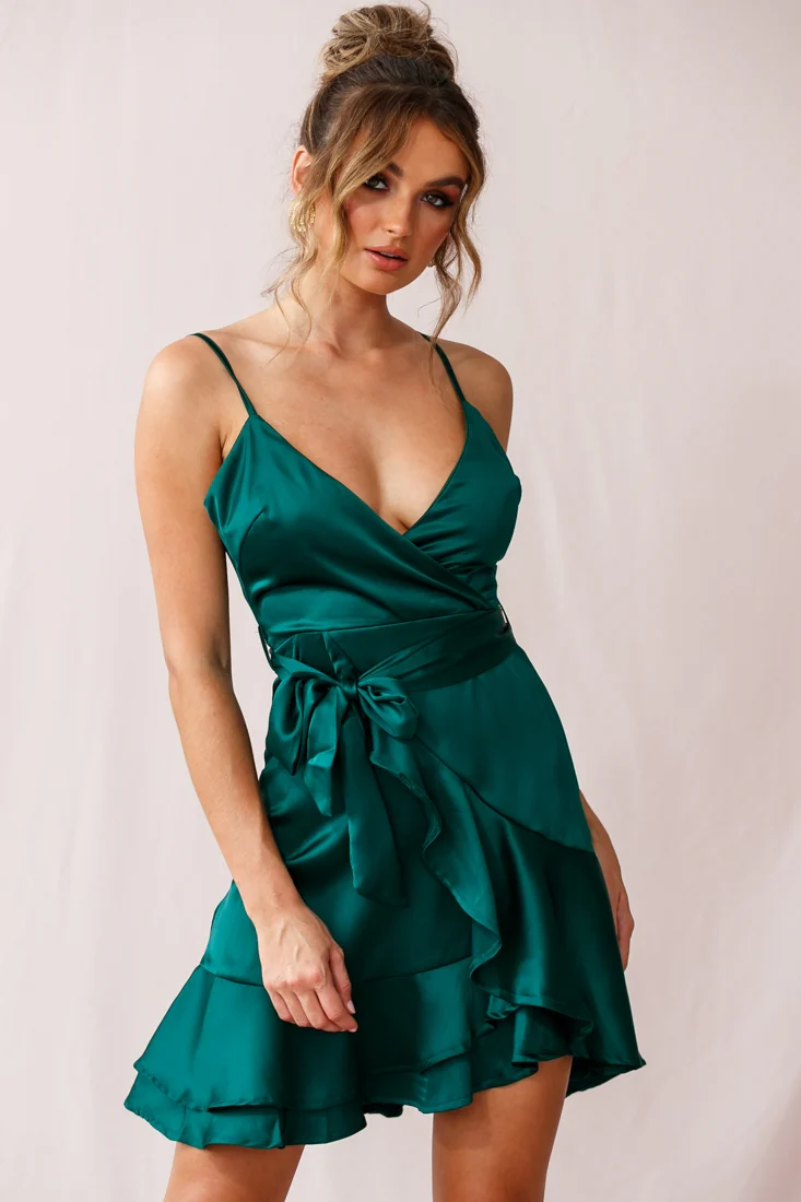 Khandi Flowy Date Night Dress Green Jade - Sonourner