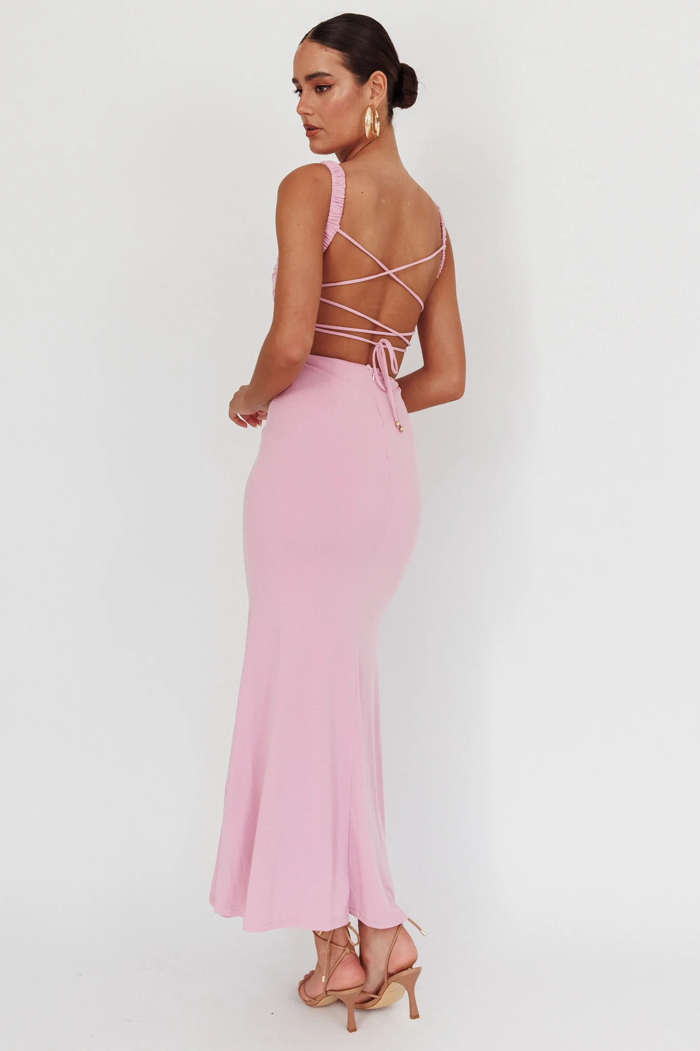 Dream Crush Lace-Up Back Maxi Dress Lilac - Sonourner