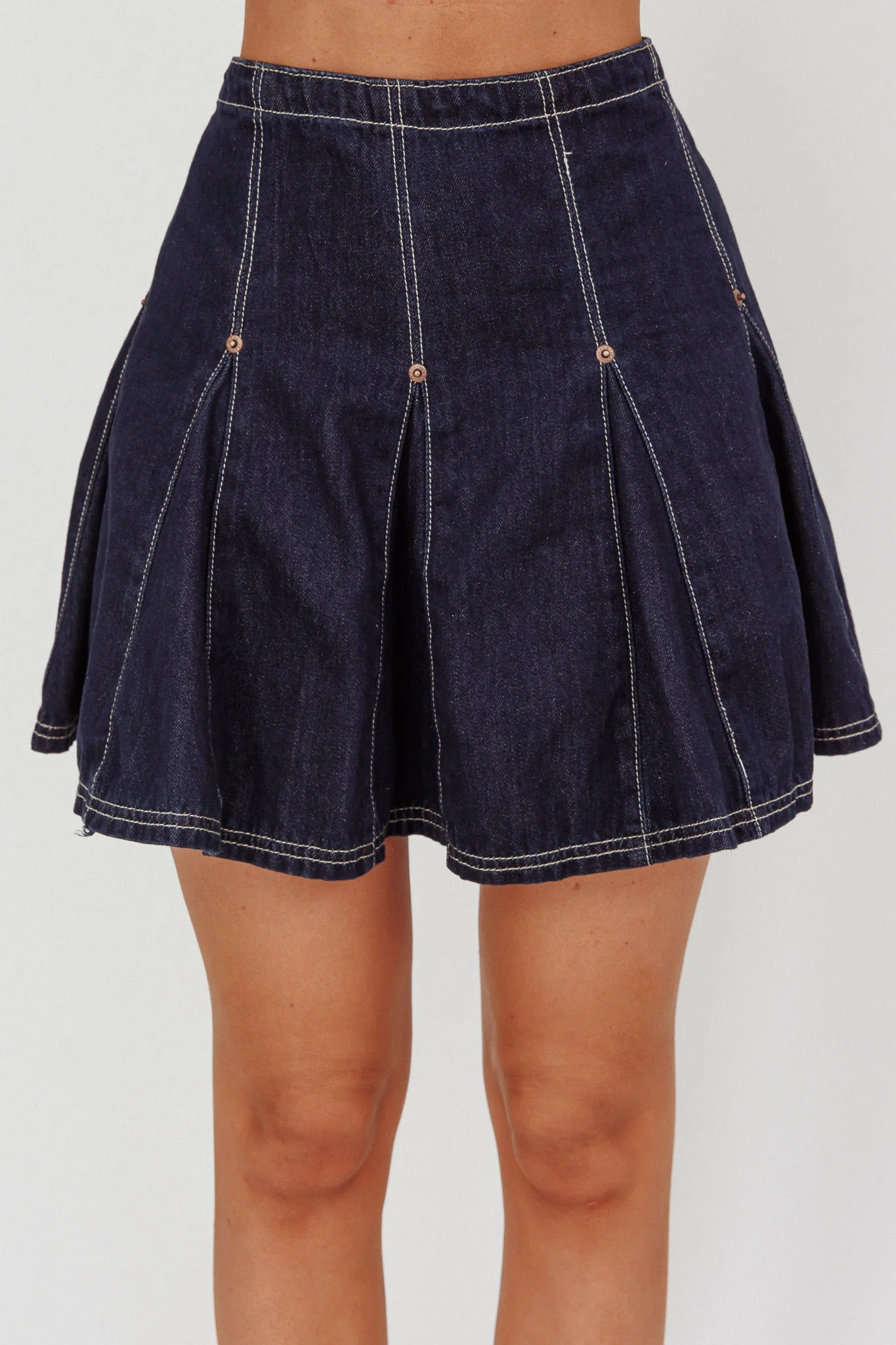 Zana Pleat Mini Skirt Dark Denim - Sonourner