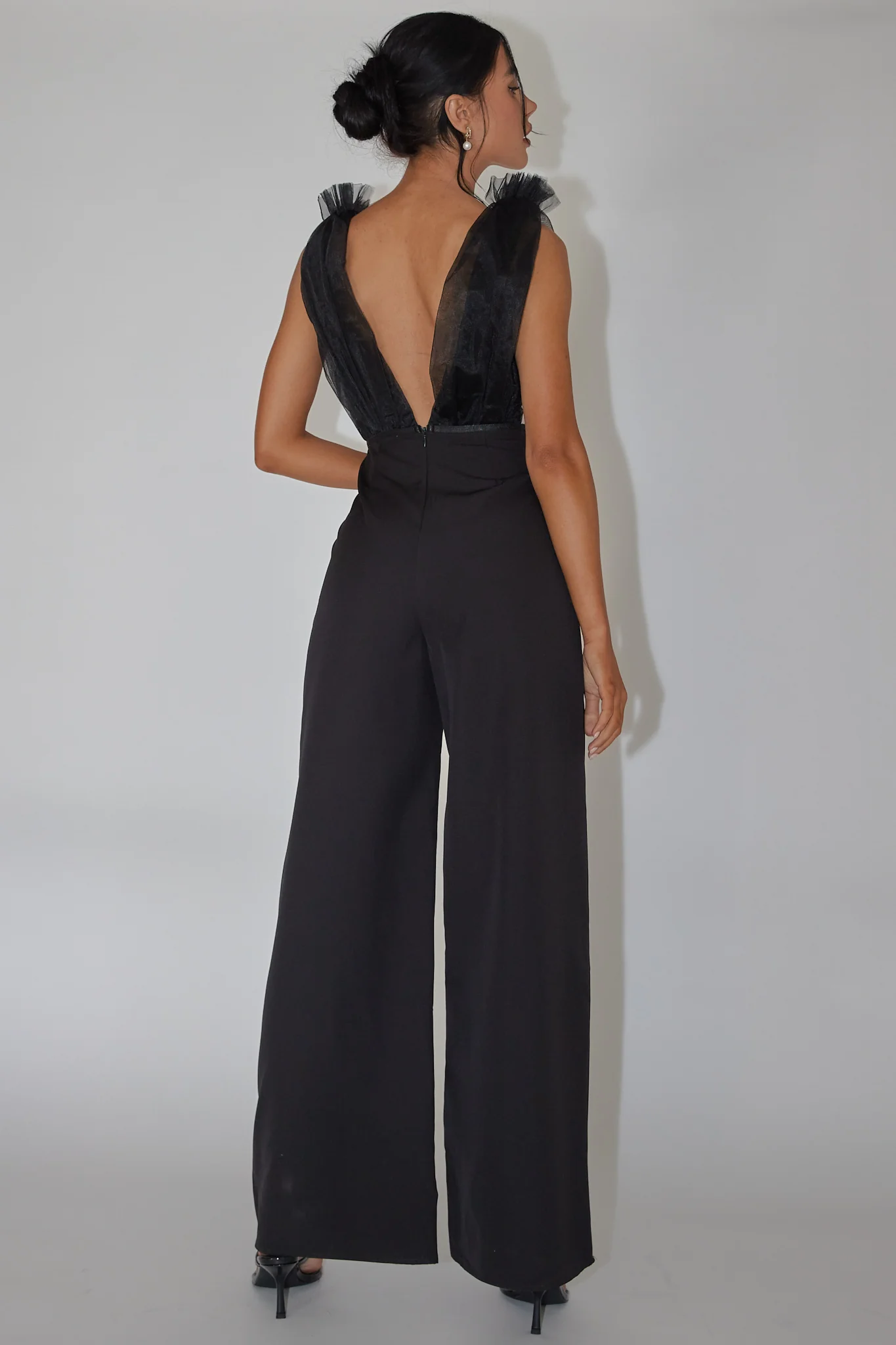 Lovinia Mesh Bodice Jumpsuit Black - Sonourner