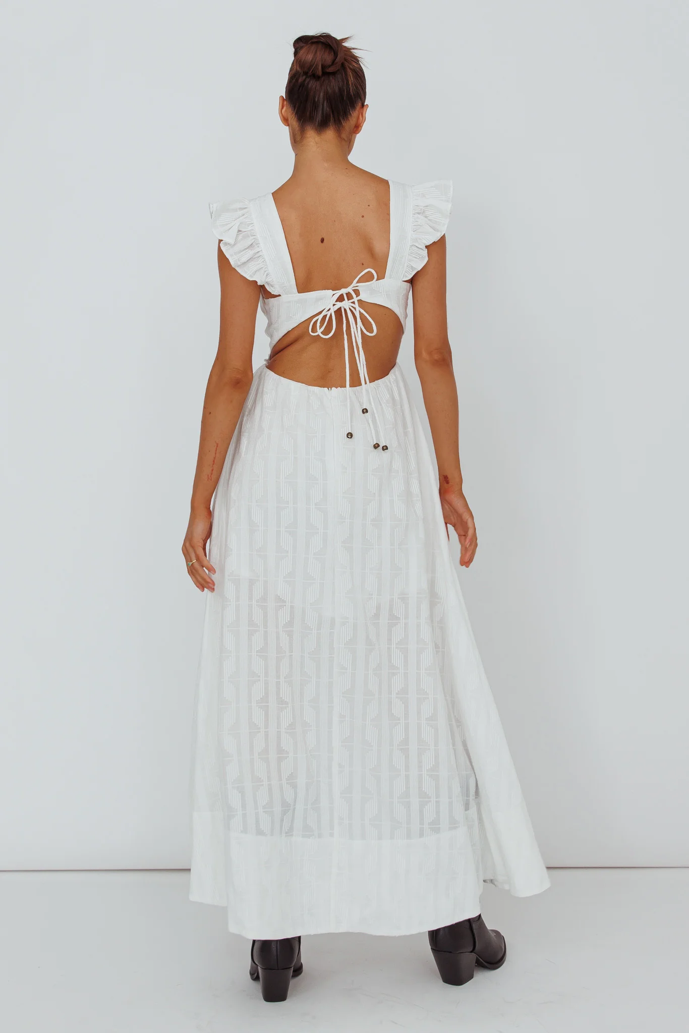 Greatest Hits Ruffle Strap Maxi Dress White - Sonourner