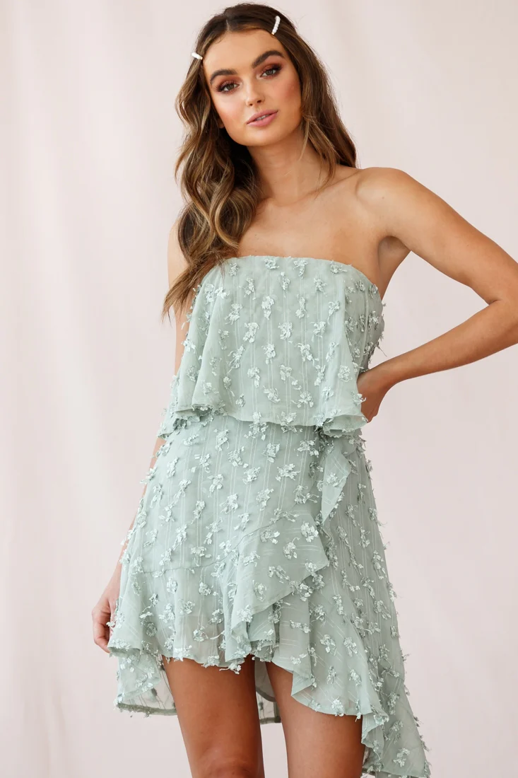 Bel Air Embellished Bandeau Dress Sage - Sonourner