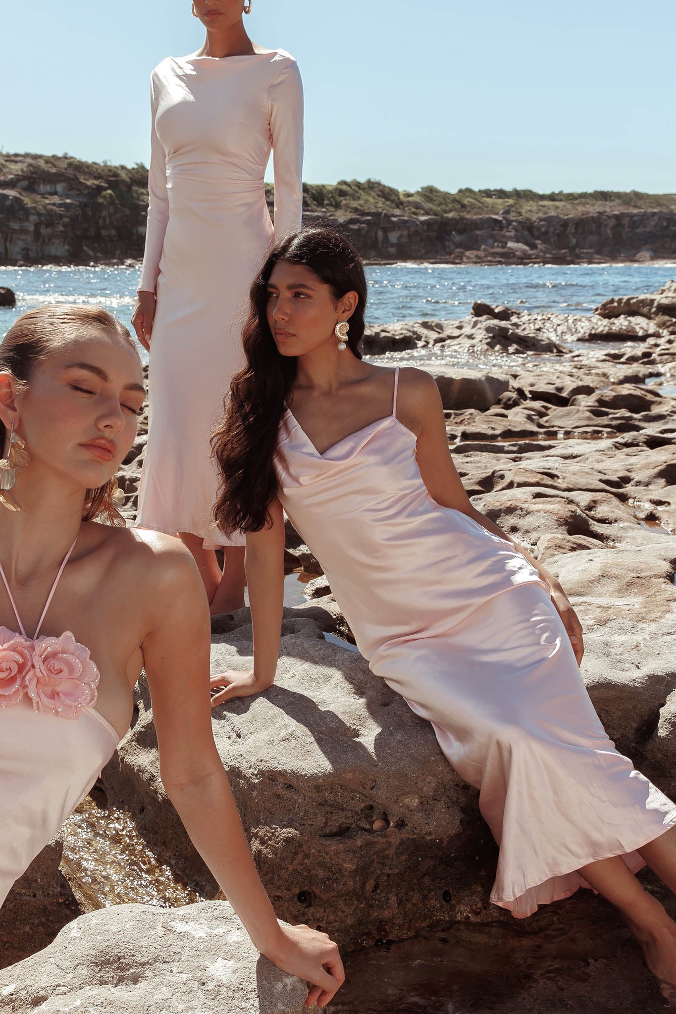 Treats Cowl Back Satin Maxi Dress Baby Pink - Sonourner