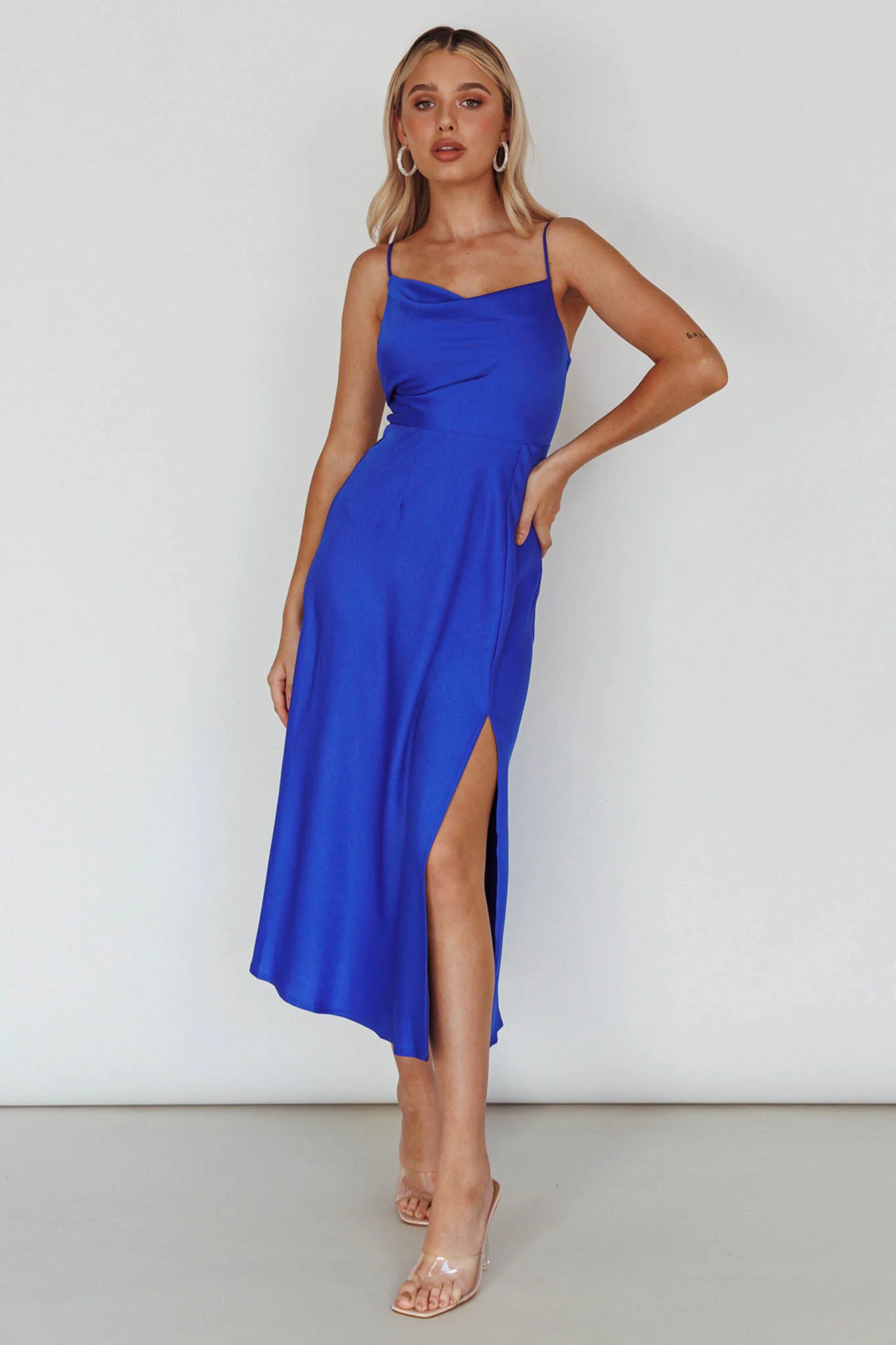 Suki Front Split Midi Dress Royal Blue - Sonourner
