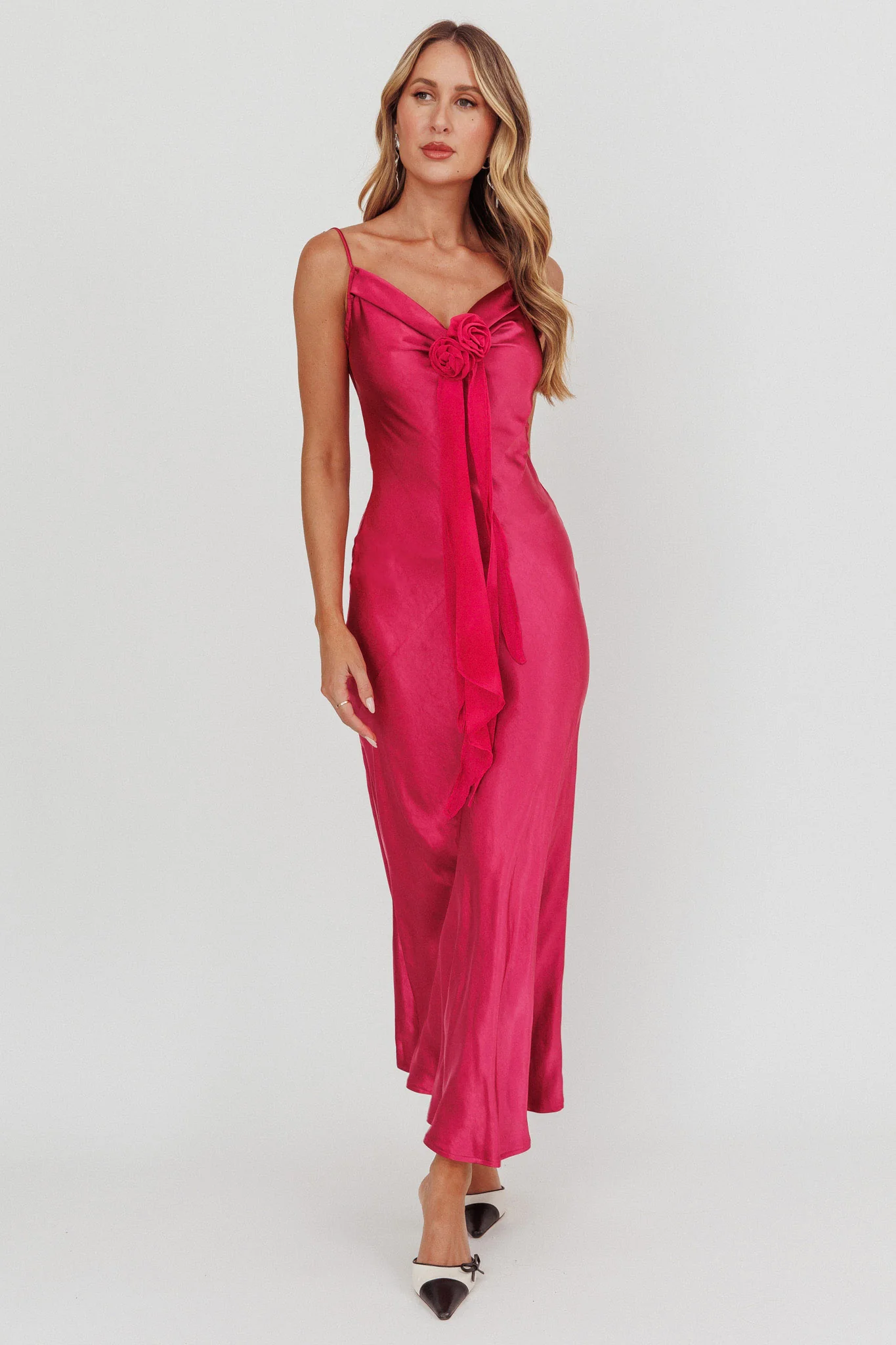 Afterglow Backless Cowl Neck Maxi Dress Berry - Sonourner
