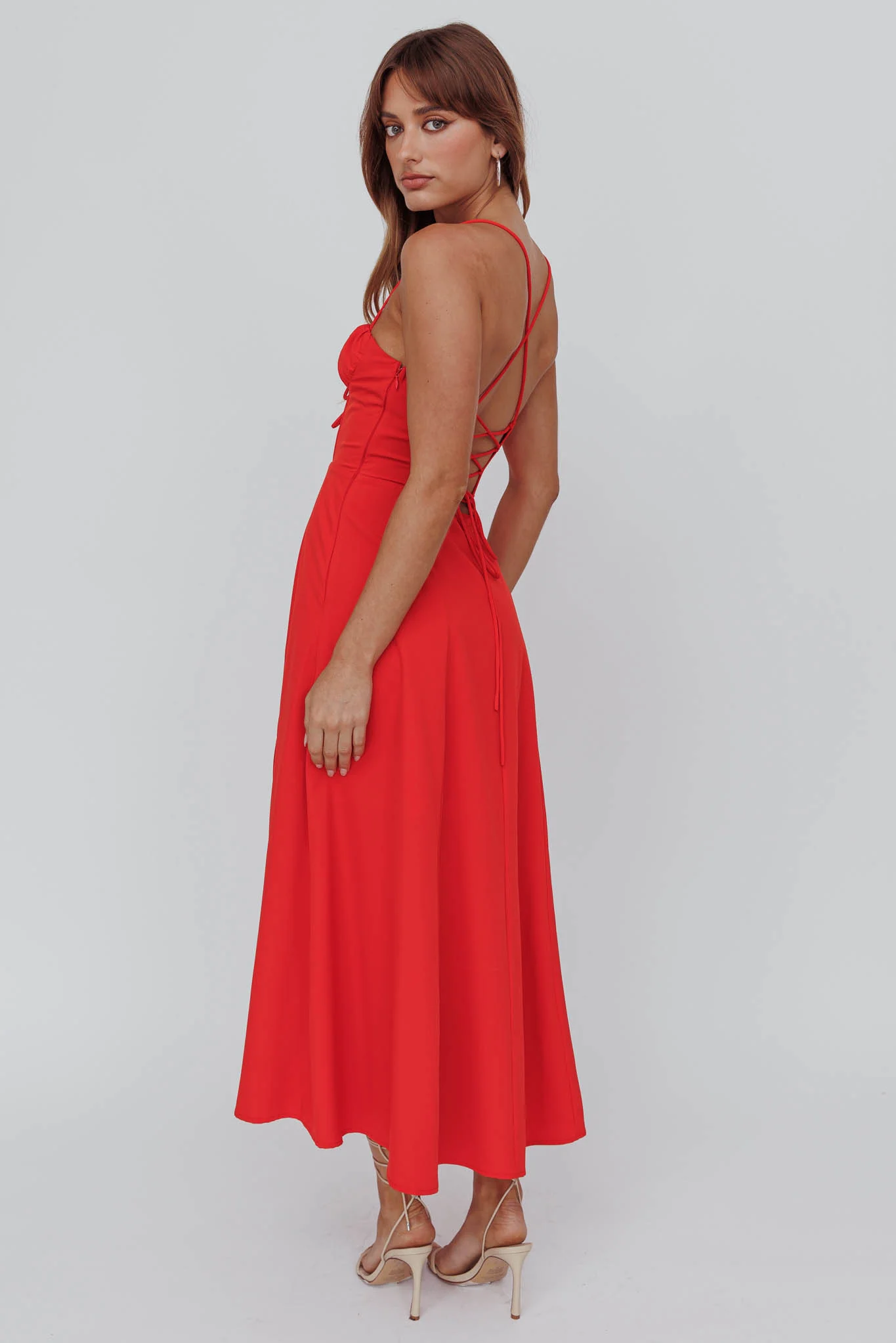 Euro Summer Split Hem Midi Dress Red - Sonourner