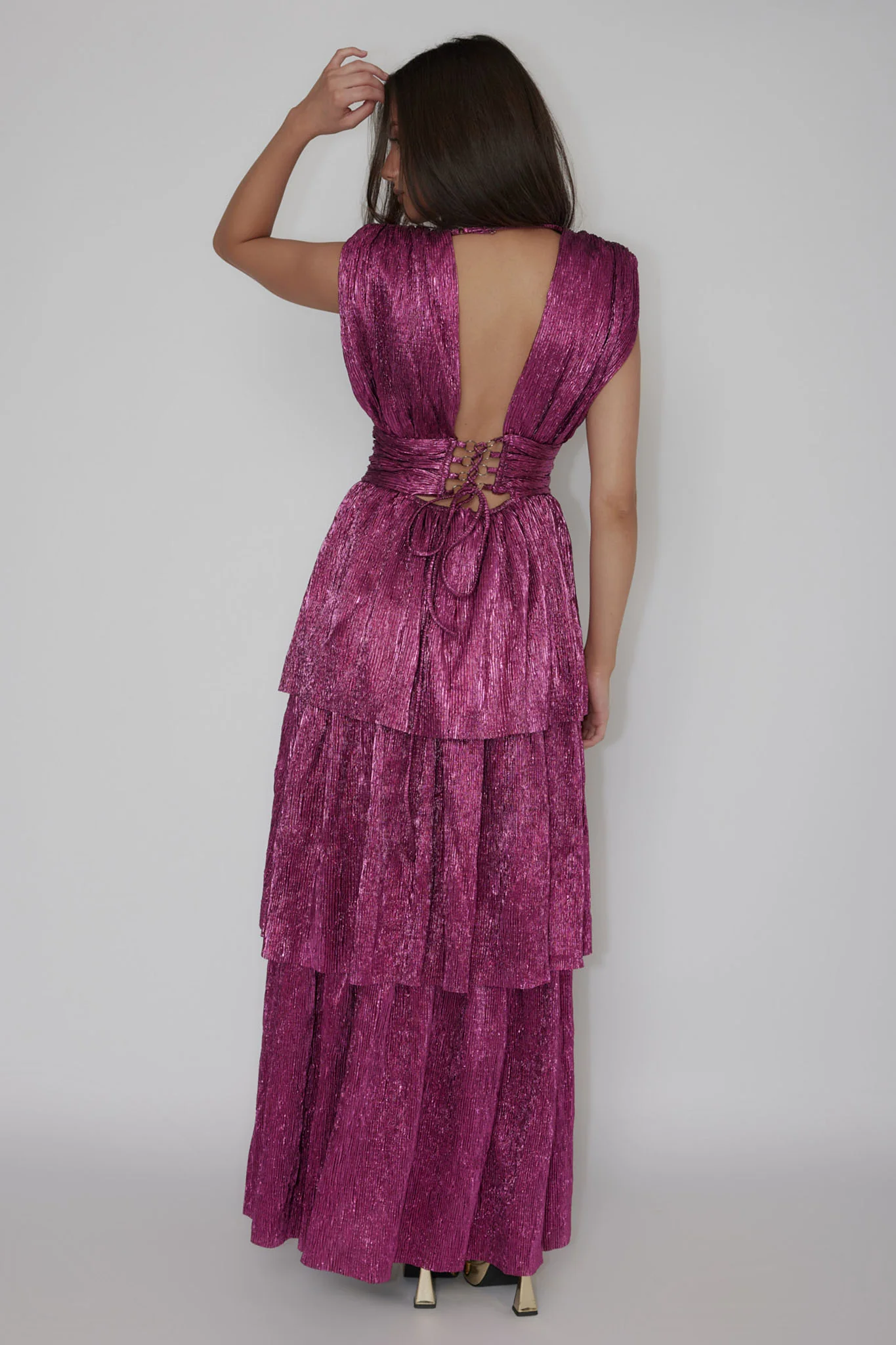 Shimmer Layered Maxi Dress Magenta Haze - Sonourner