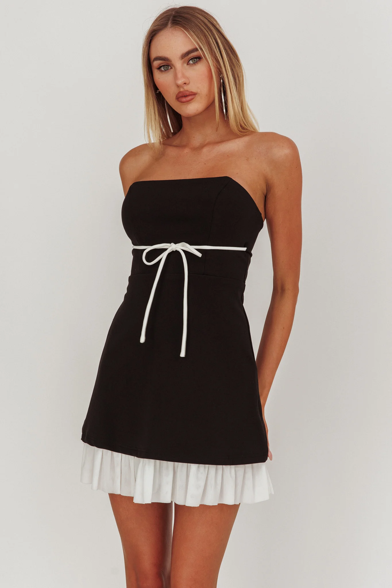 Statement Strapless String Tie Mini Dress Black - Sonourner