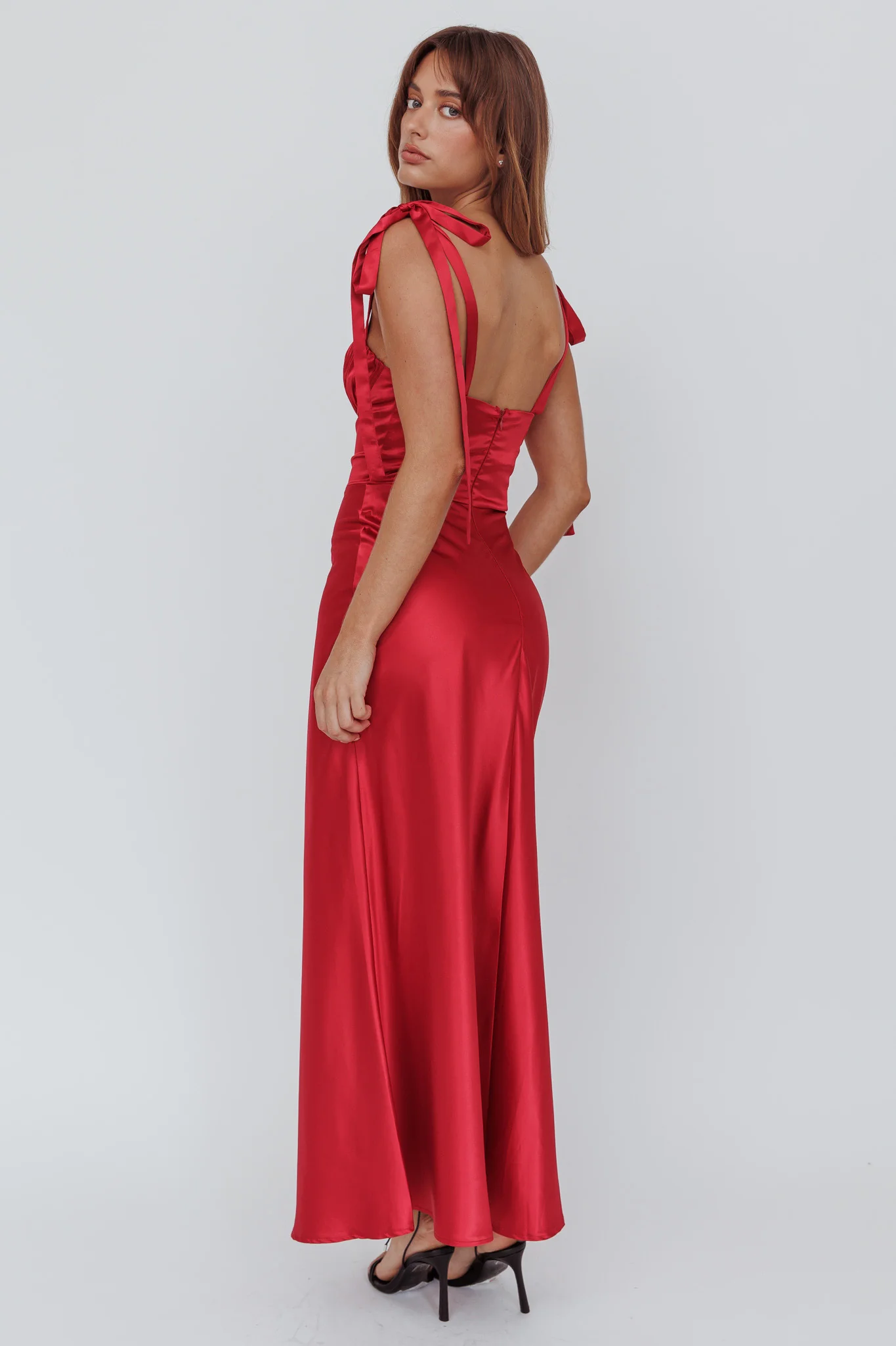 Pennelope Tied Shoulder Maxi Dress Wine - Sonourner