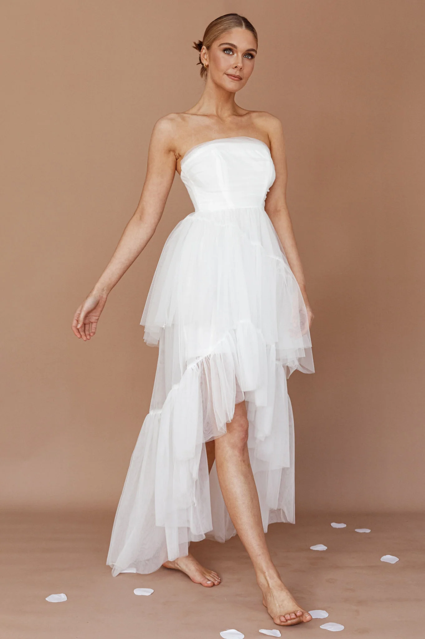 Always & Forever High-Low Midi Dress White - Sonourner